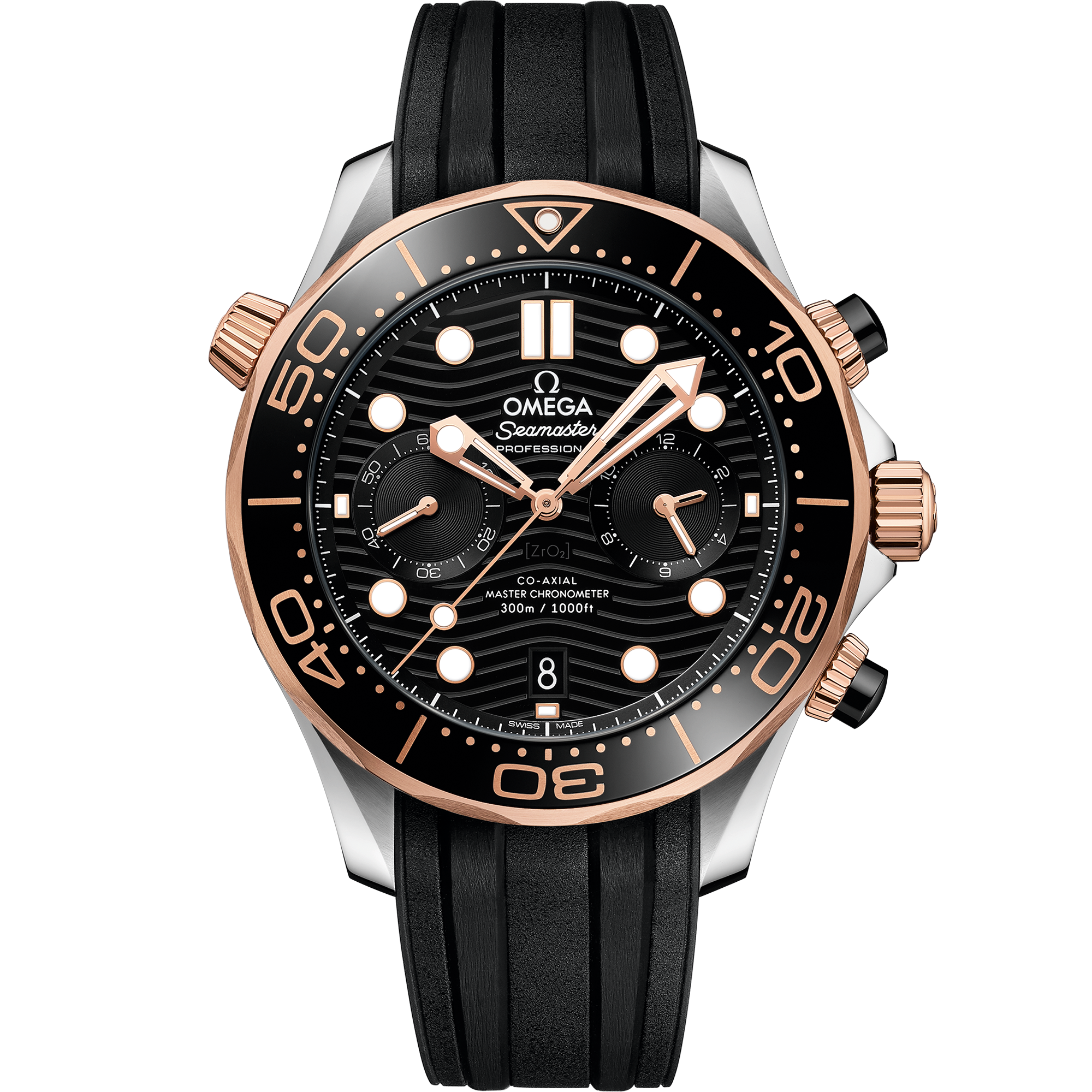 Seamaster 44 มม., สตีล - ทอง Sedna™ บน สายนาฬิกายาง - 210.22.44.51.01.001