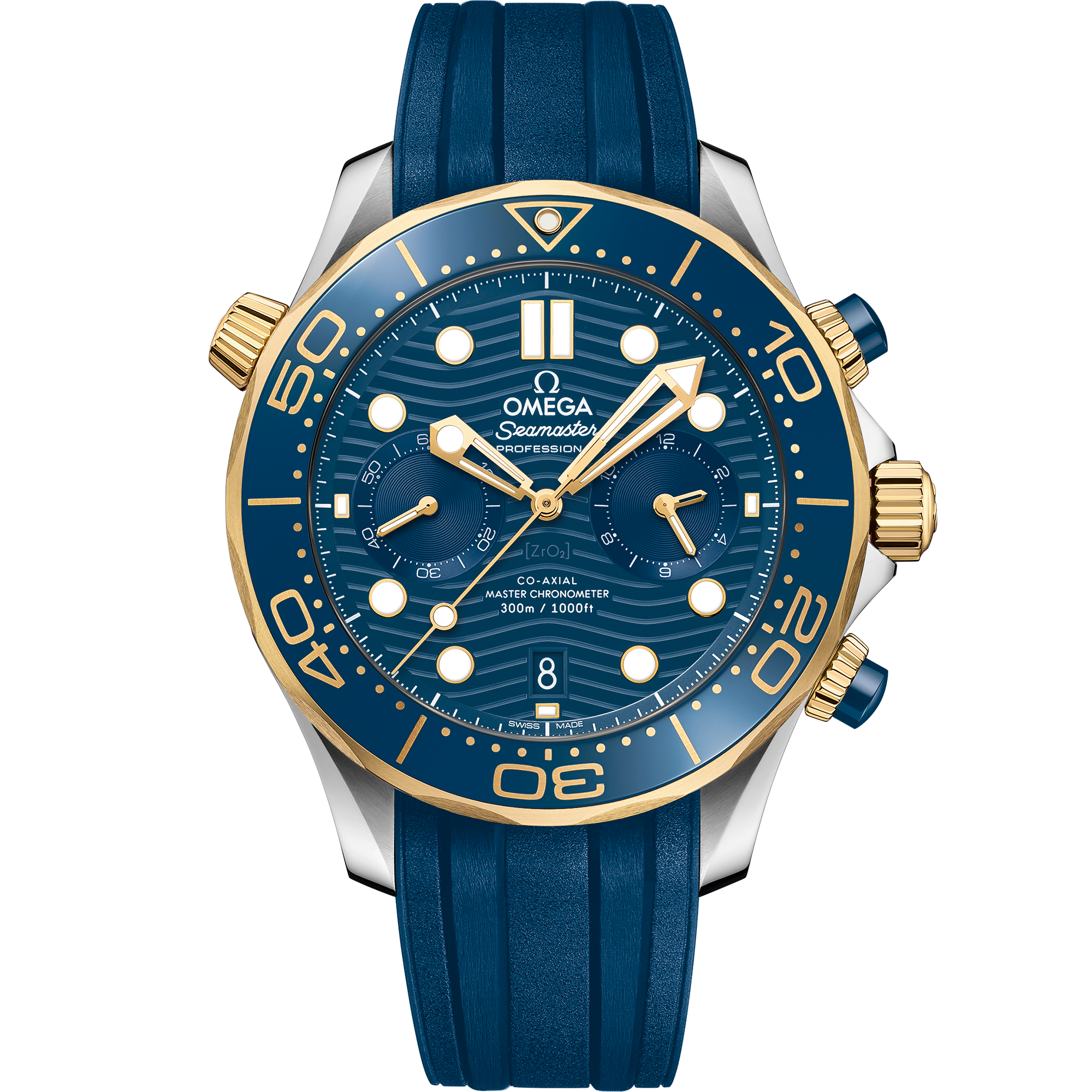 Seamaster Diver 300M 44 mm, steel - yellow gold on rubber strap - 210.22.44.51.03.001