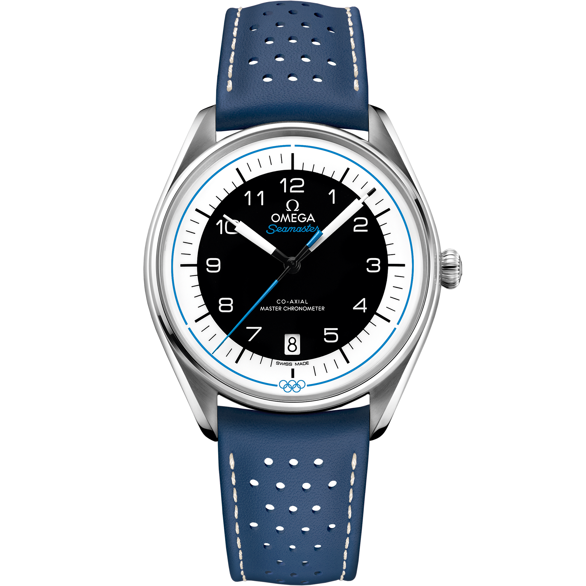 Seamaster Chronométreur Officiel des Jeux Olympiques 39,5 mm, acier sur bracelet en cuir - 522.32.40.20.01.001
