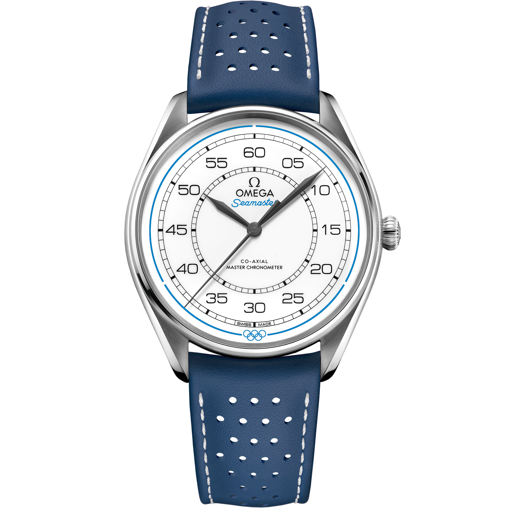 Seamaster Chronométreur Officiel des Jeux Olympiques 39,5 mm, acier sur bracelet en cuir - 522.32.40.20.04.001