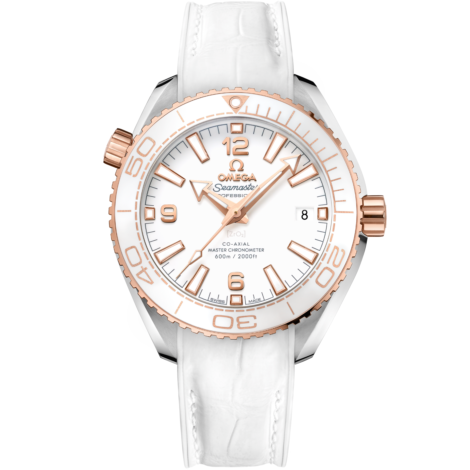 Seamaster 39.5 mm, steel - Sedna™ gold on leather strap with rubber lining - 215.23.40.20.04.001