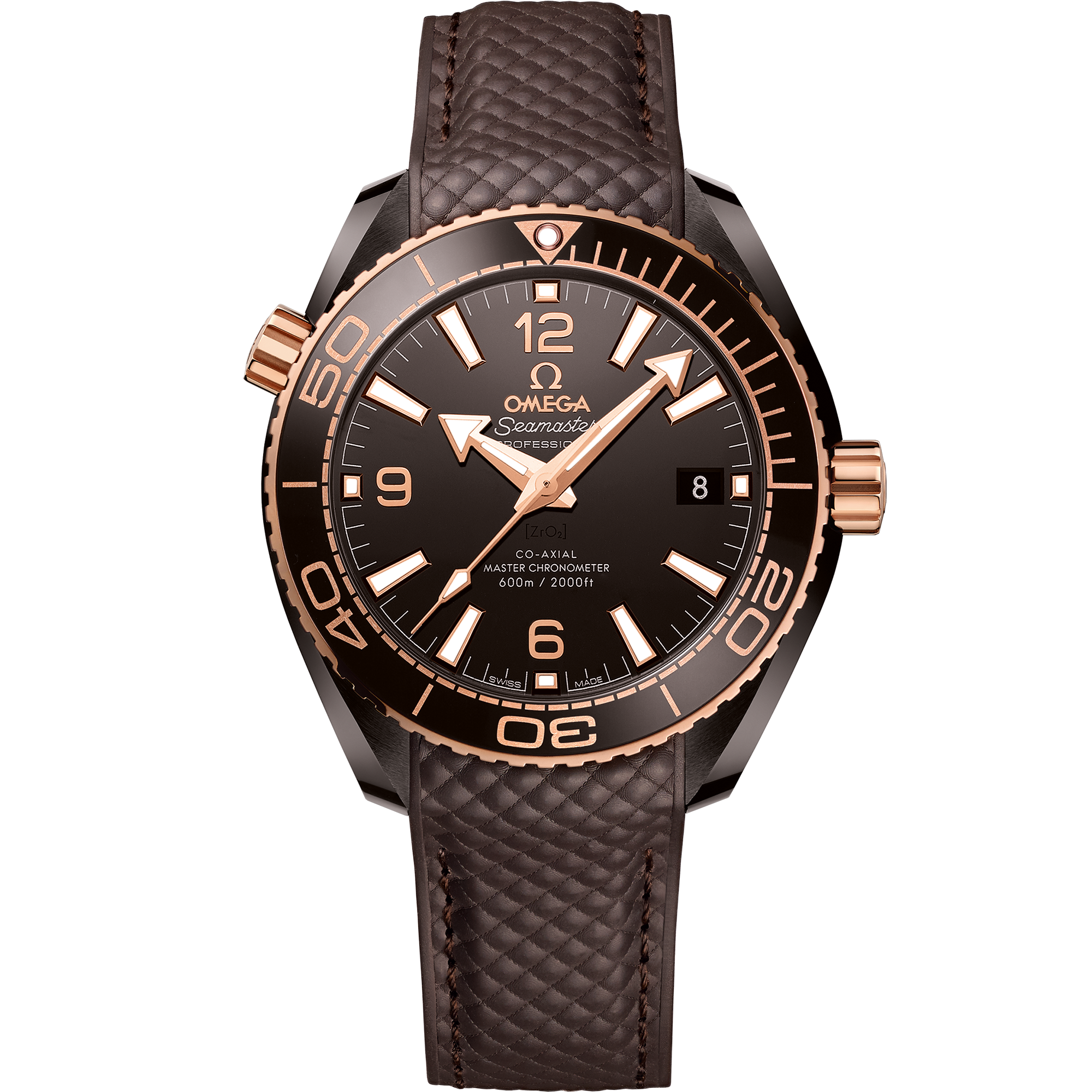 Seamaster 39,5 mm, céramique brune sur bracelet caoutchouc - 215.62.40.20.13.001