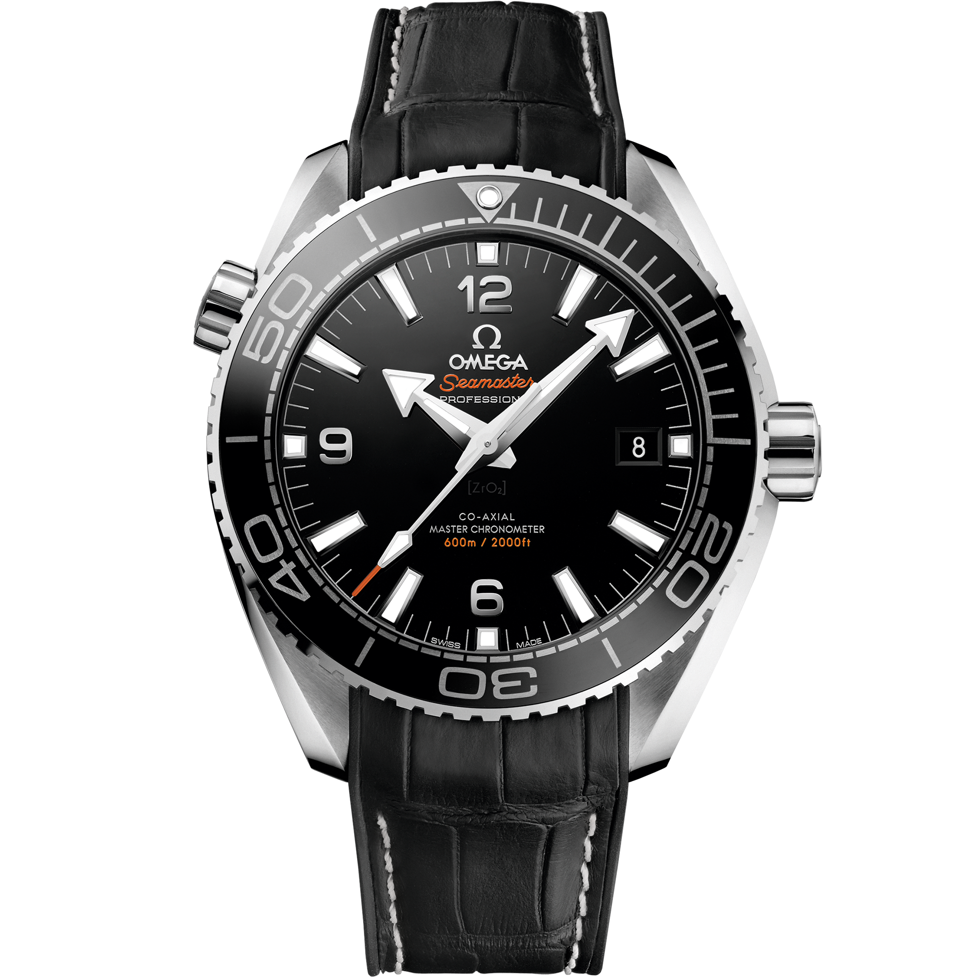 Seamaster Planet Ocean 600M 43.5 mm, steel on leather strap with rubber lining - 21533442101001
