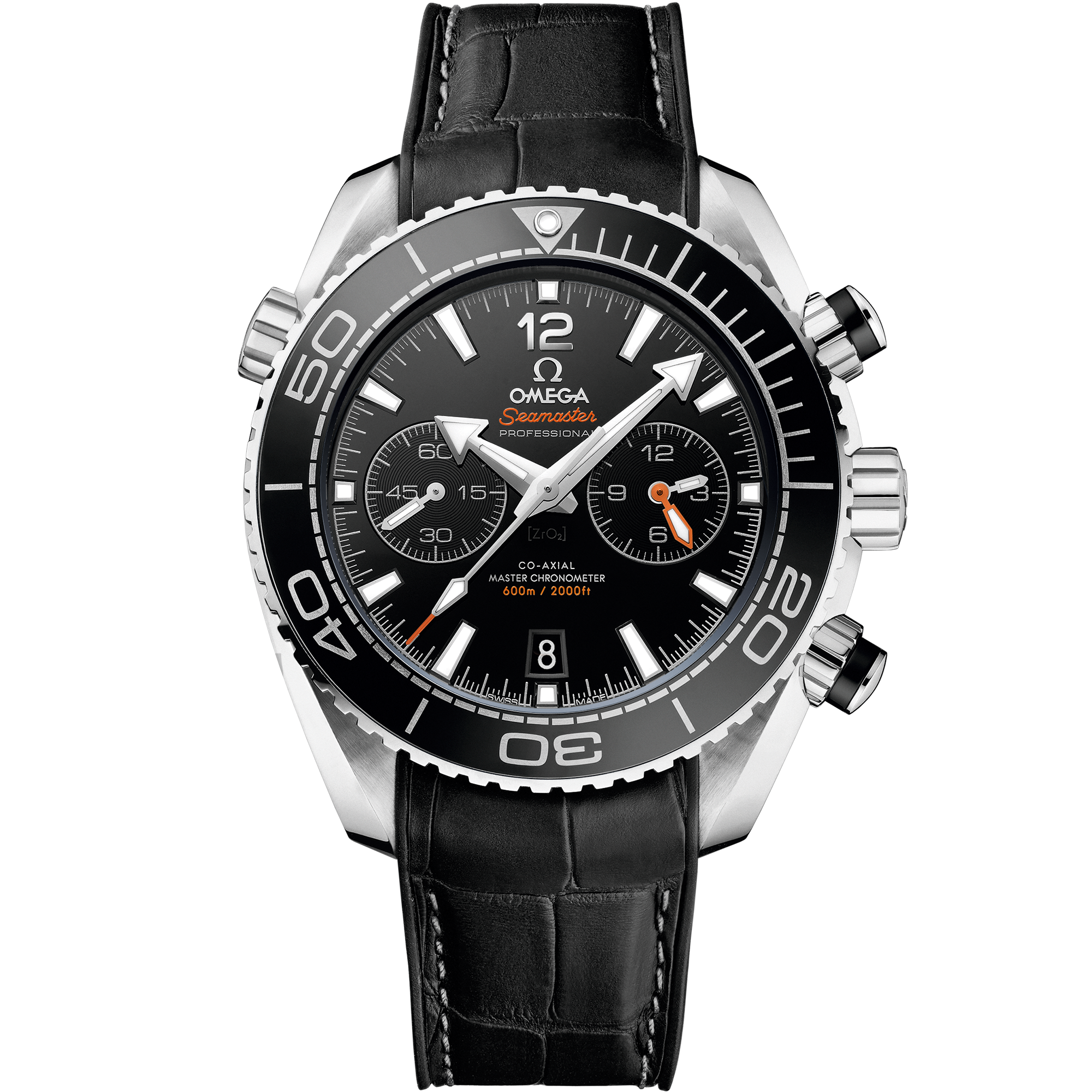 Seamaster Planet Ocean 600M 45.5 mm, steel on leather strap with rubber lining - 215.33.46.51.01.001