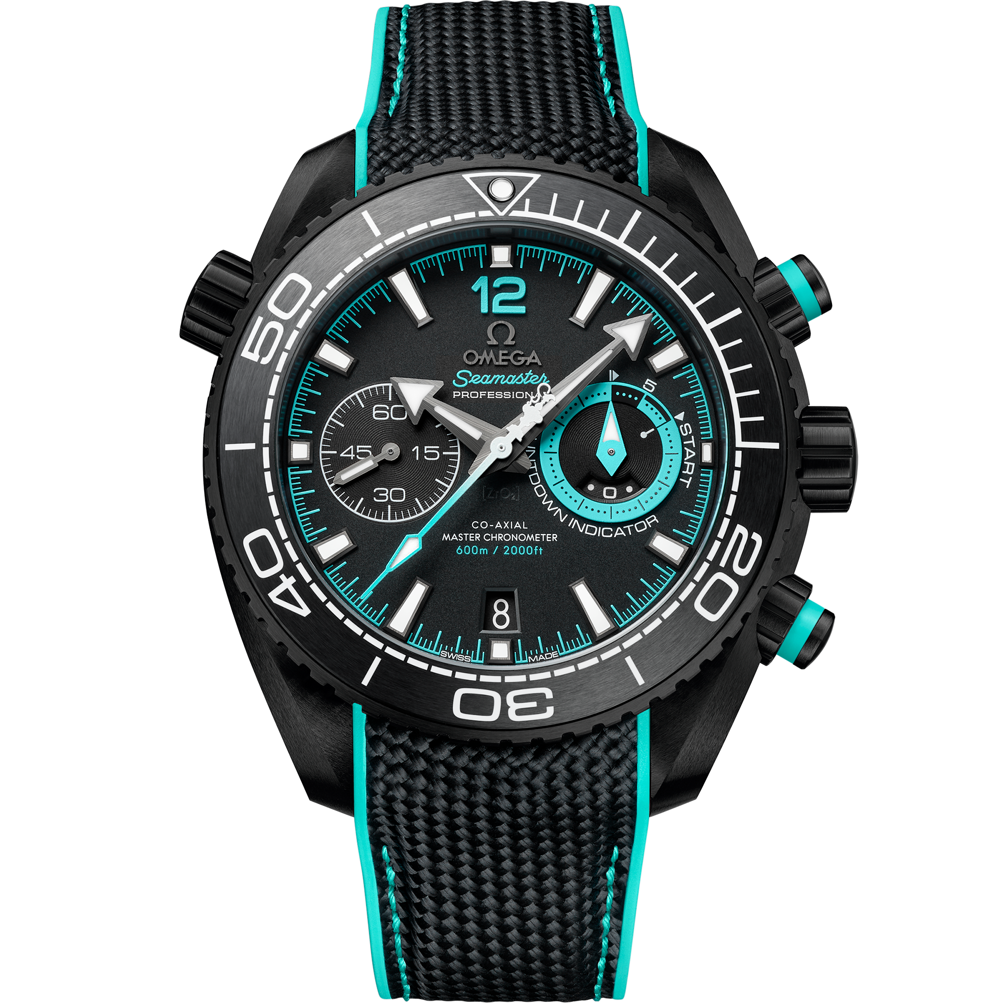 Black dial watch on Black ceramic case with Rubber strap - Seamaster Planet Ocean 600M 45.5 mm, black ceramic on rubber strap - 215.92.46.51.01.003