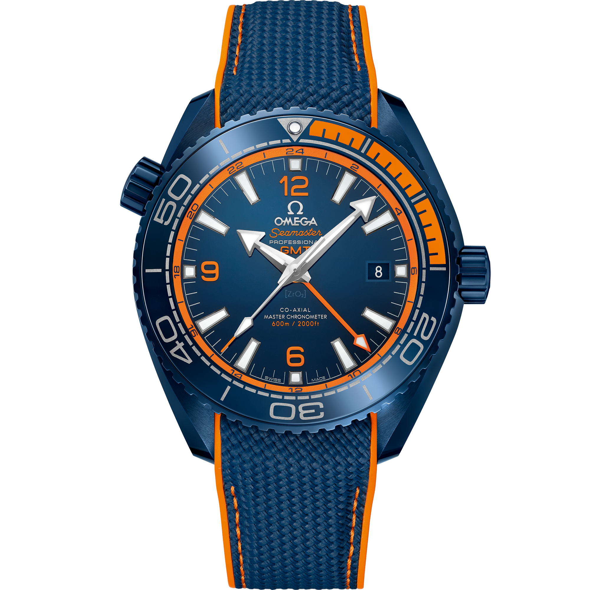 Seamaster 45.5 มม., เซรามิกสีน้ำเงิน บน สายนาฬิกายาง - 215.92.46.22.03.001