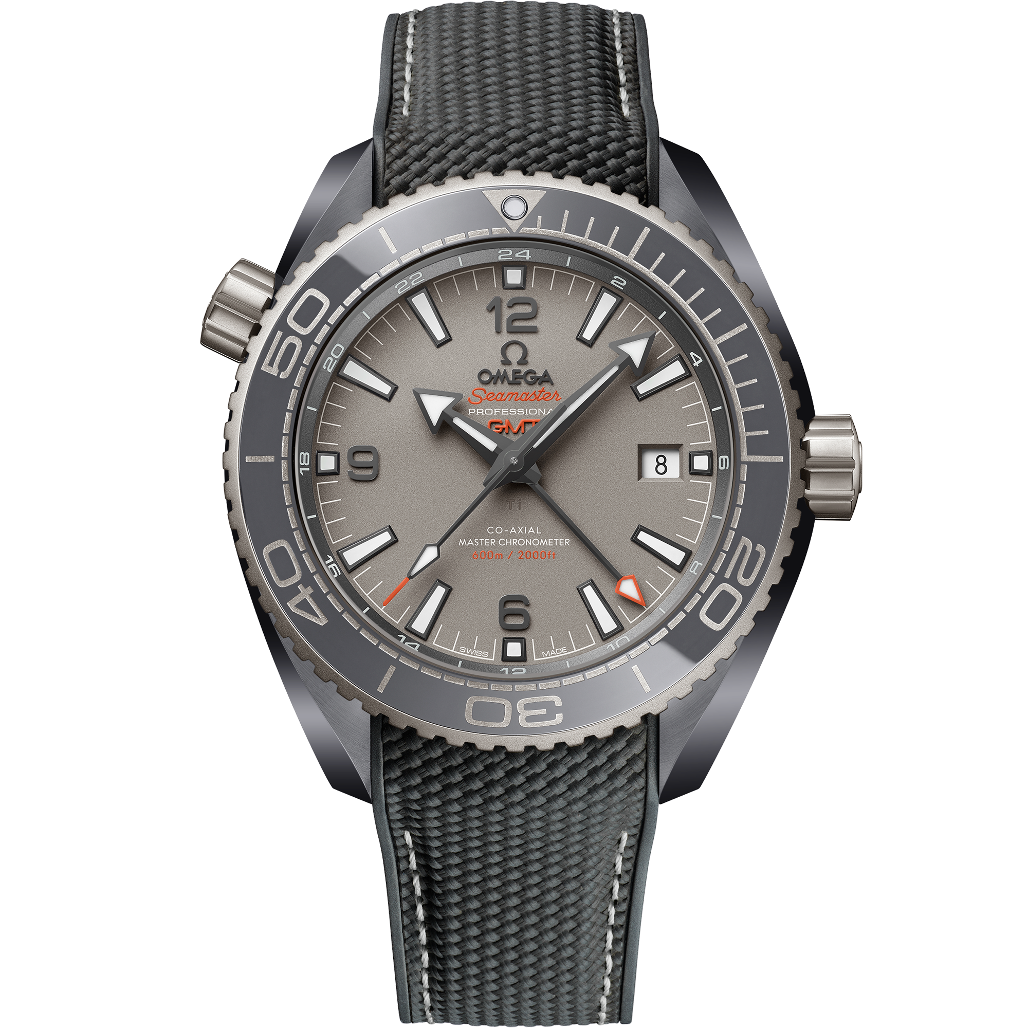Grey dial watch on Grey ceramic case with Rubber strap - Seamaster Planet Ocean 600M 45.5 mm, grey ceramic on rubber strap - 215.92.46.22.99.002
