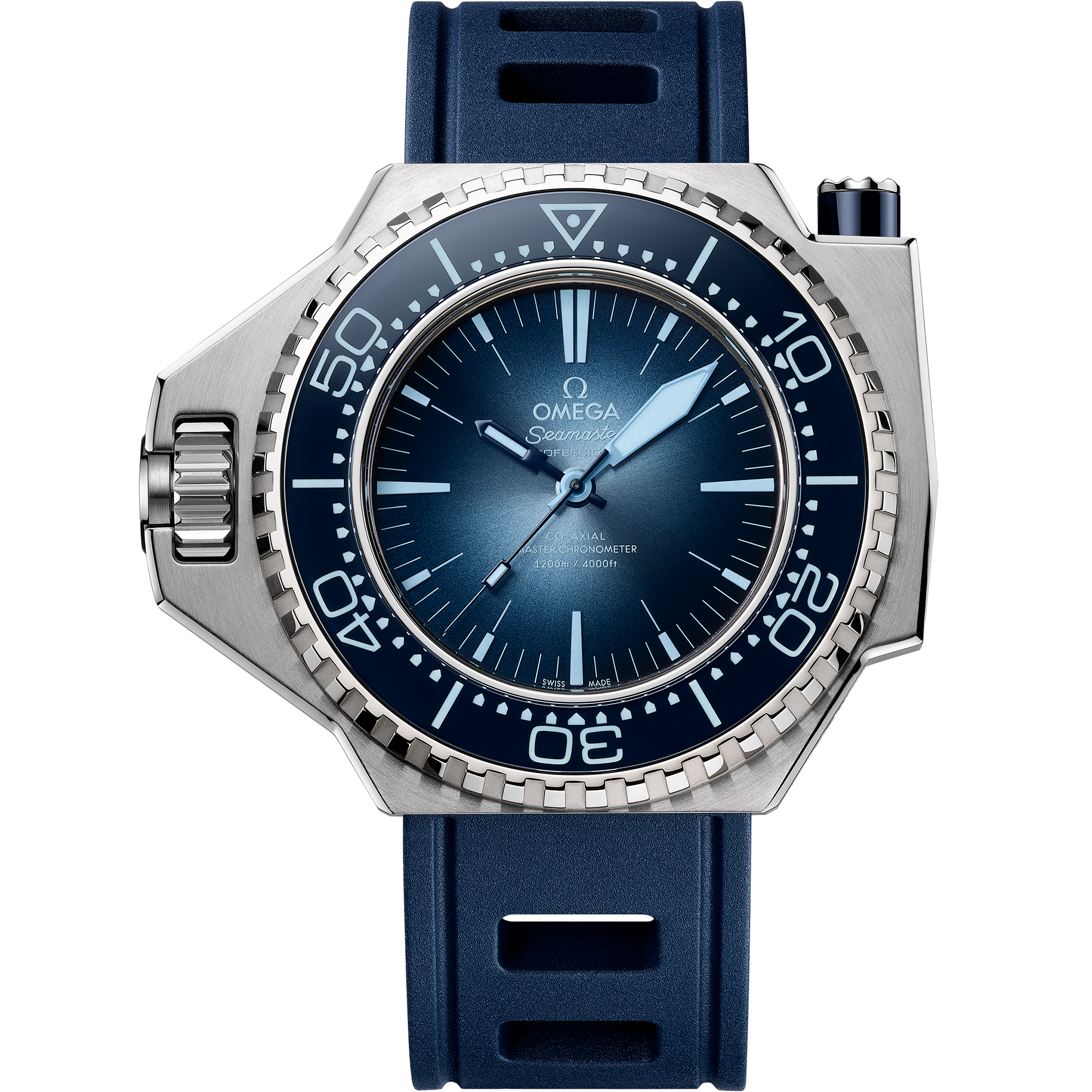 Blue dial watch on O-MEGASTEEL case with Rubber strap - Seamaster Ploprof 1200M 55 x 45 mm, O-MEGASTEEL on rubber strap - 227.32.55.21.03.001