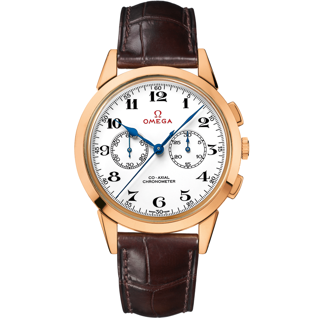 Uhr mit Weiß Zifferblatt auf Roségold Gehäuse mit Lederarmband bracelet - Besondere Modelle Offizieller olympischer Zeitnehmer 39 mm, Roségold mit Lederarmband - 522.53.39.50.04.001