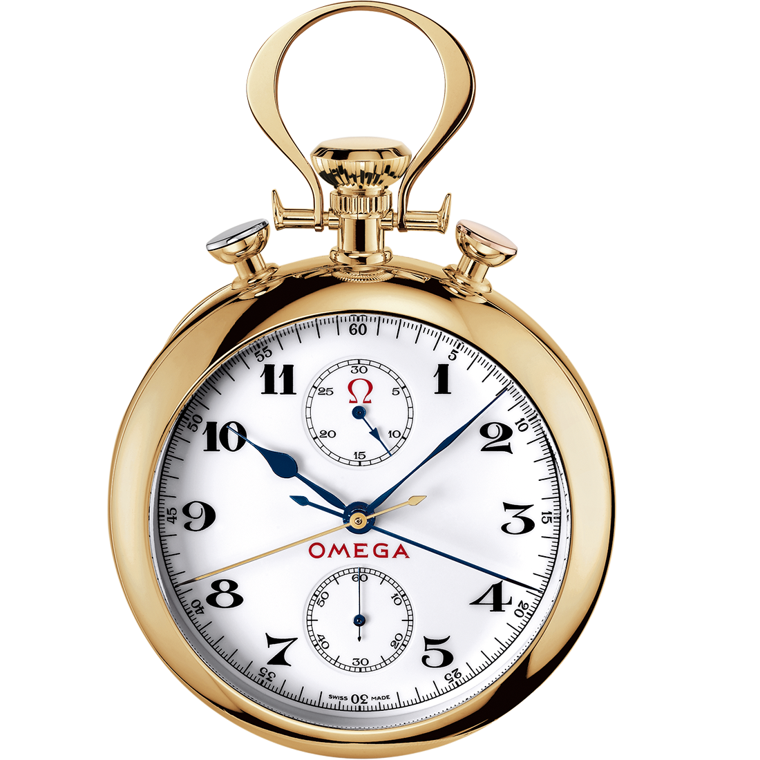 Uhr mit Weiß Zifferblatt auf Gelbgold Gehäuse mit   bracelet - Besondere Modelle Olympische Taschenuhr 1932 70 mm, Gelbgold - 5109.20.00
