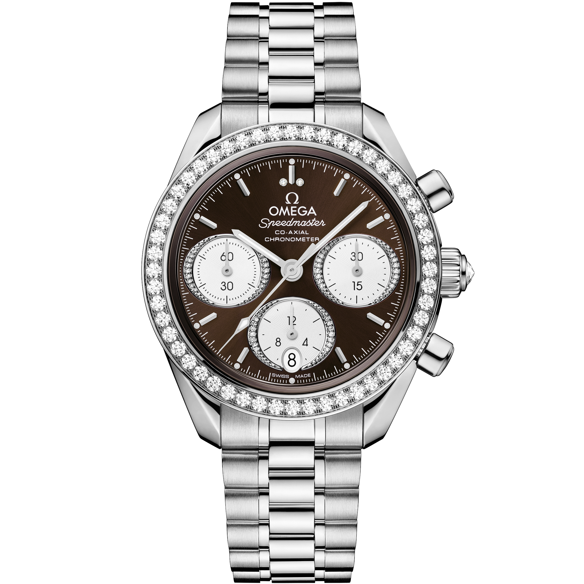 Brown dial watch on Steel case with Steel bracelet - Speedmaster 38 38 mm, Steel on Steel - 324.15.38.50.63.001