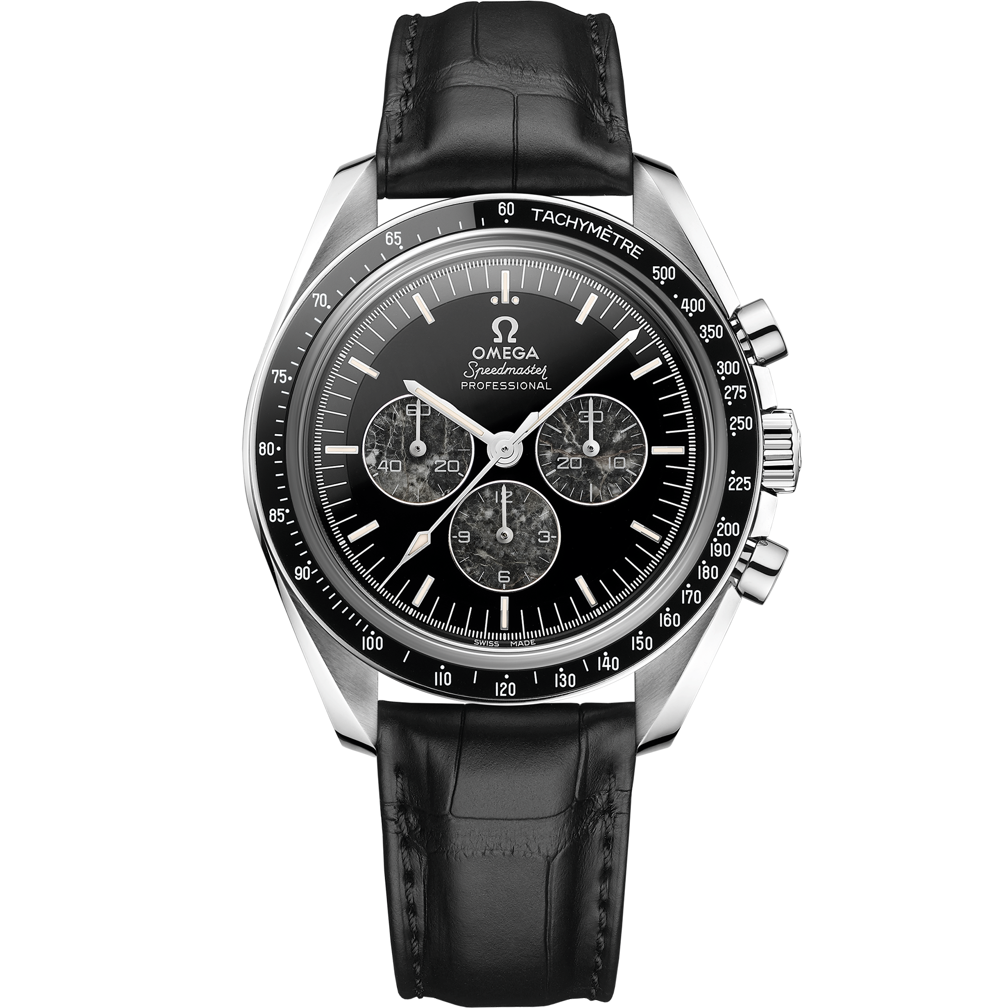 Speedmaster 42 mm, platinum on leather strap - 31193423099001