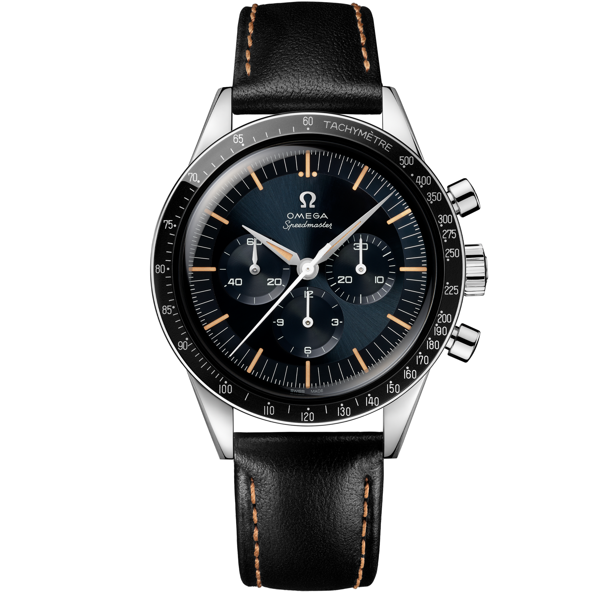 Speedmaster First Omega in Space 39.7 mm, steel on leather strap - 31032405006001