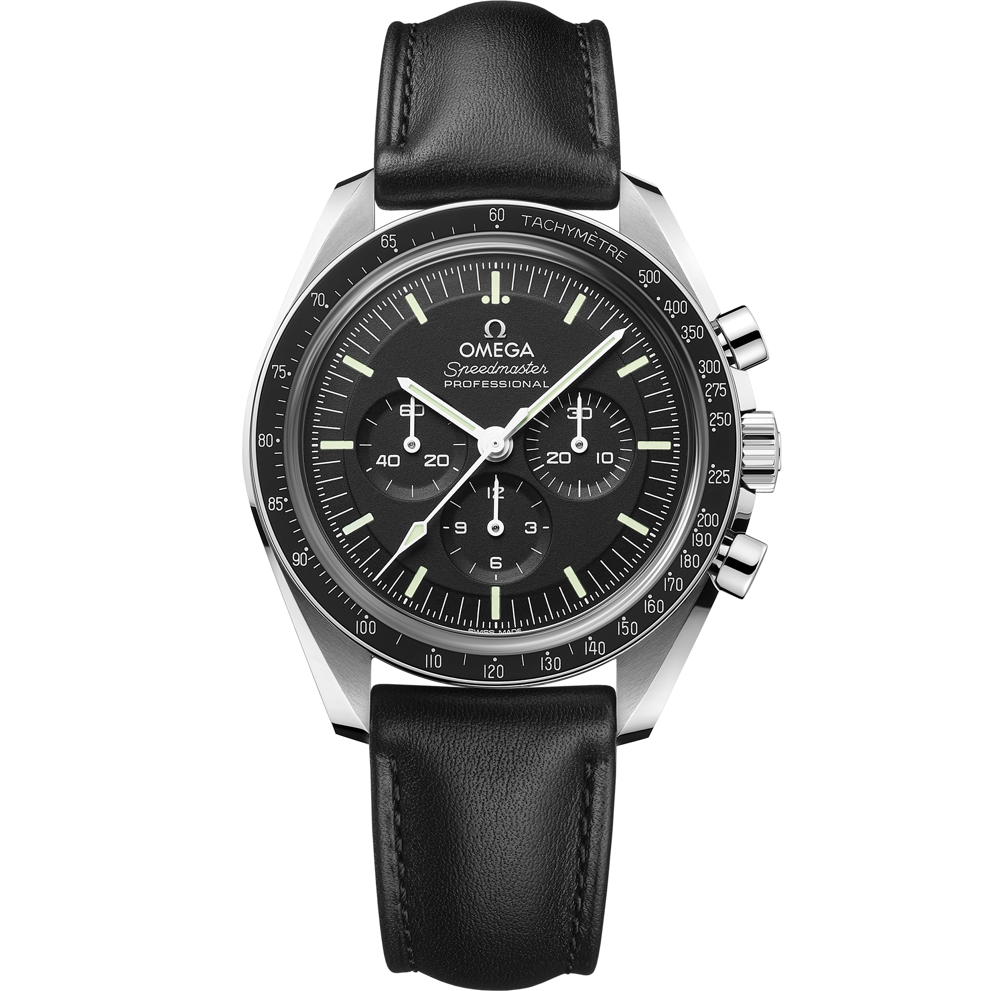 Speedmaster Moonwatch Professional 42 mm, acier sur bracelet en cuir - 31032425001002