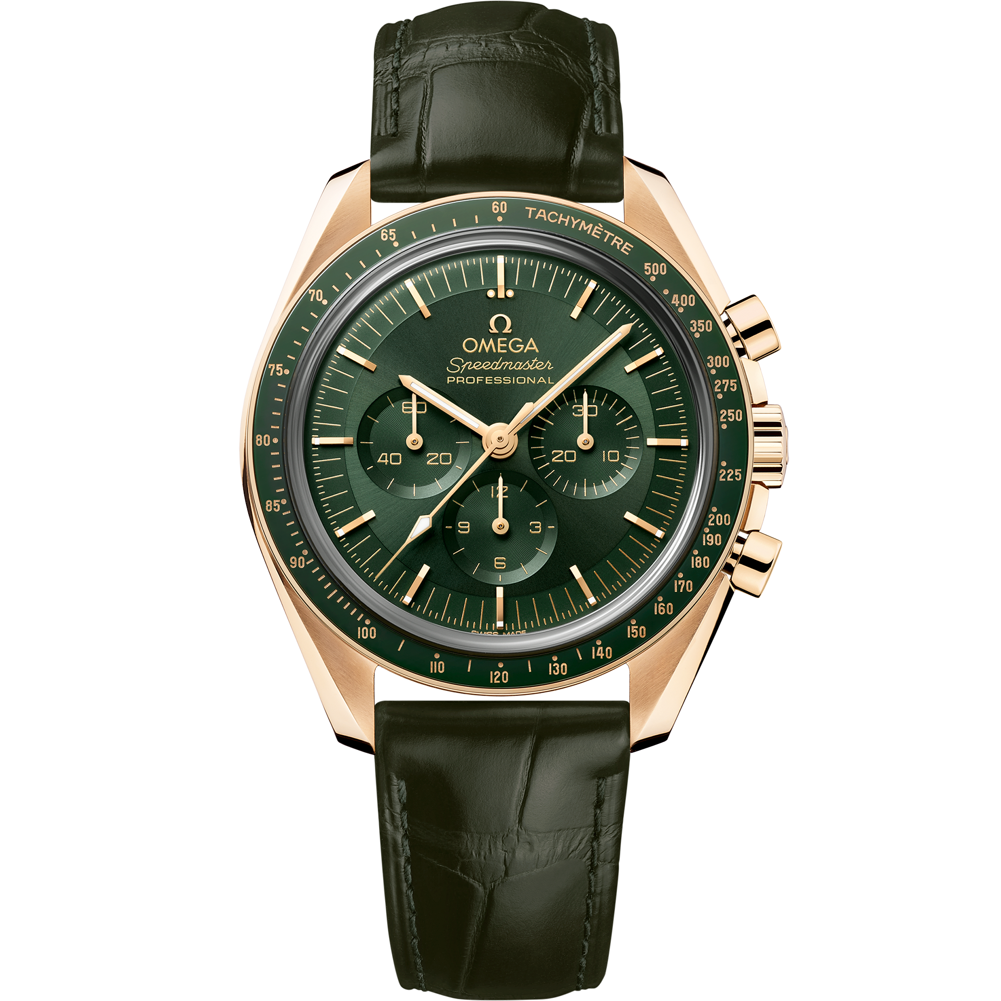 Speedmaster Moonwatch Professional 42 mm, Moonshine™ gold on leather ...