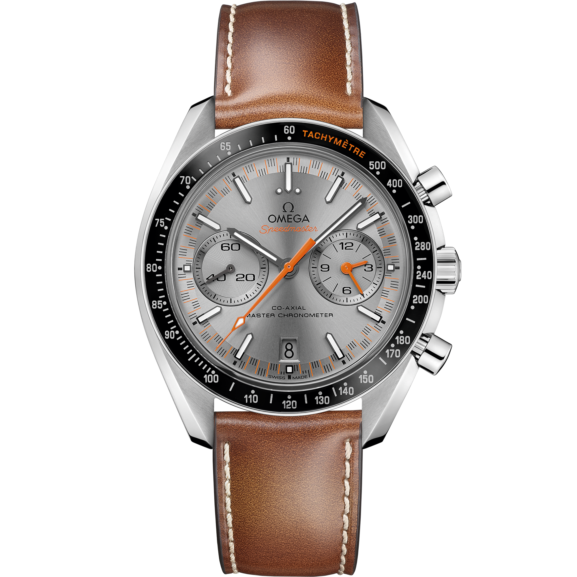 Speedmaster Racing 44.25 mm, steel on leather strap - 329.32.44.51.06 ...