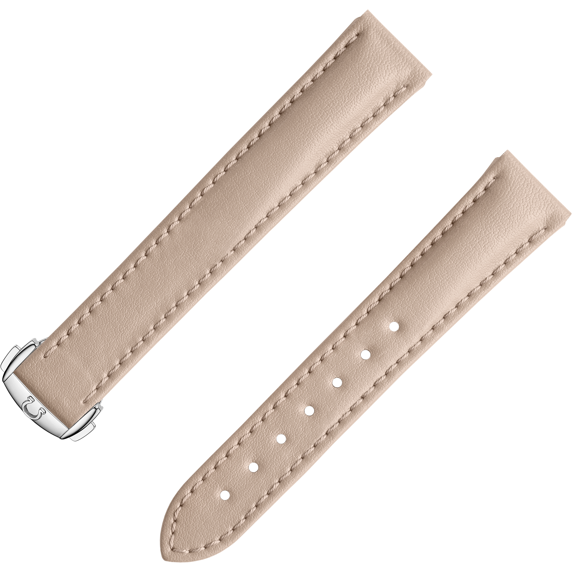 Two-piece strap - Beige vegan strap with foldover clasp - 032Z017132W