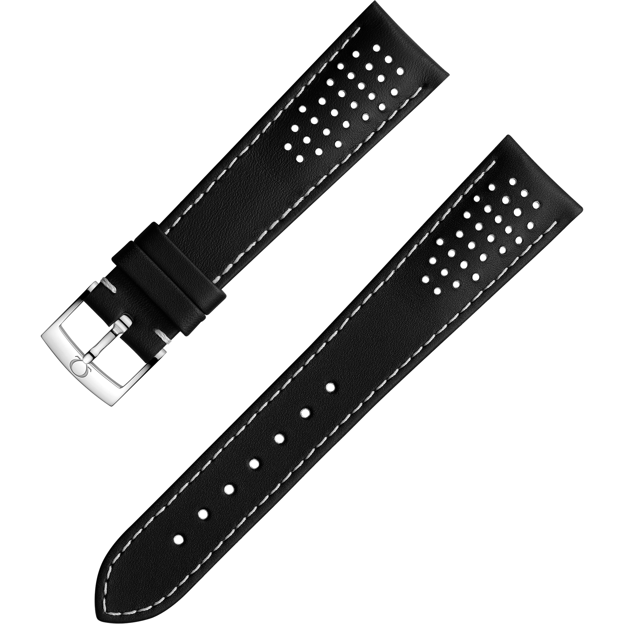Two-piece strap - Black leather strap with pin buckle - 032CUZ009780W