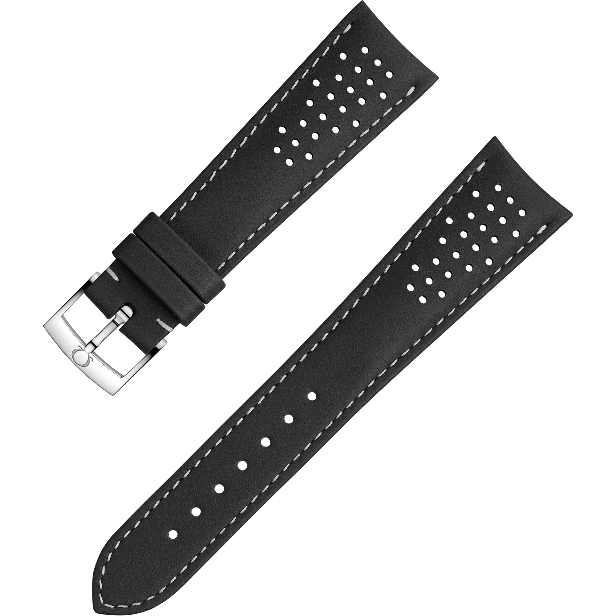 Two-piece strap - Black leather strap with pin buckle - 032CUZ010017