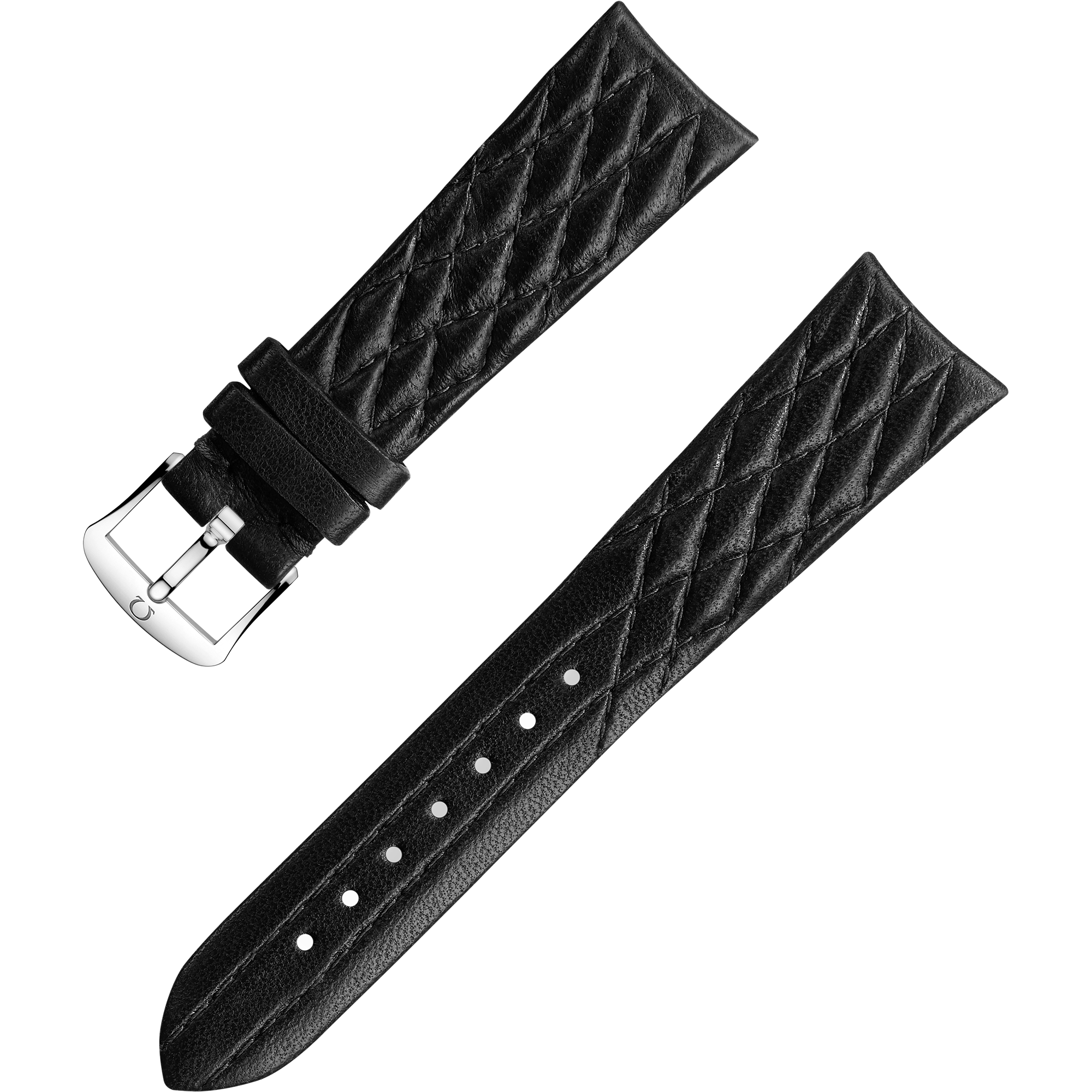 Two-piece strap - Black leather strap with pin buckle - 032CUZ011300