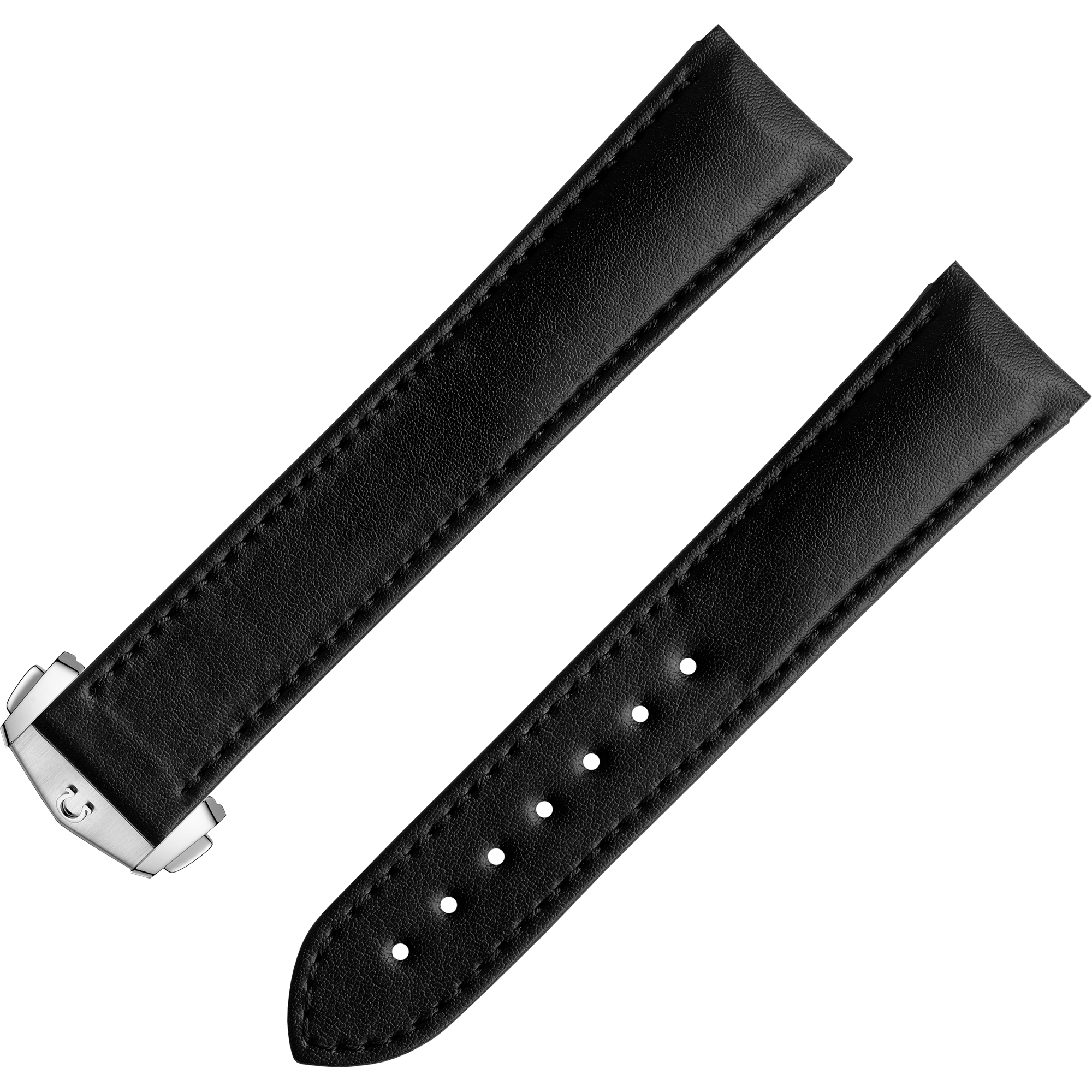 Two-piece strap - Black vegan strap with foldover clasp - 032Z017133