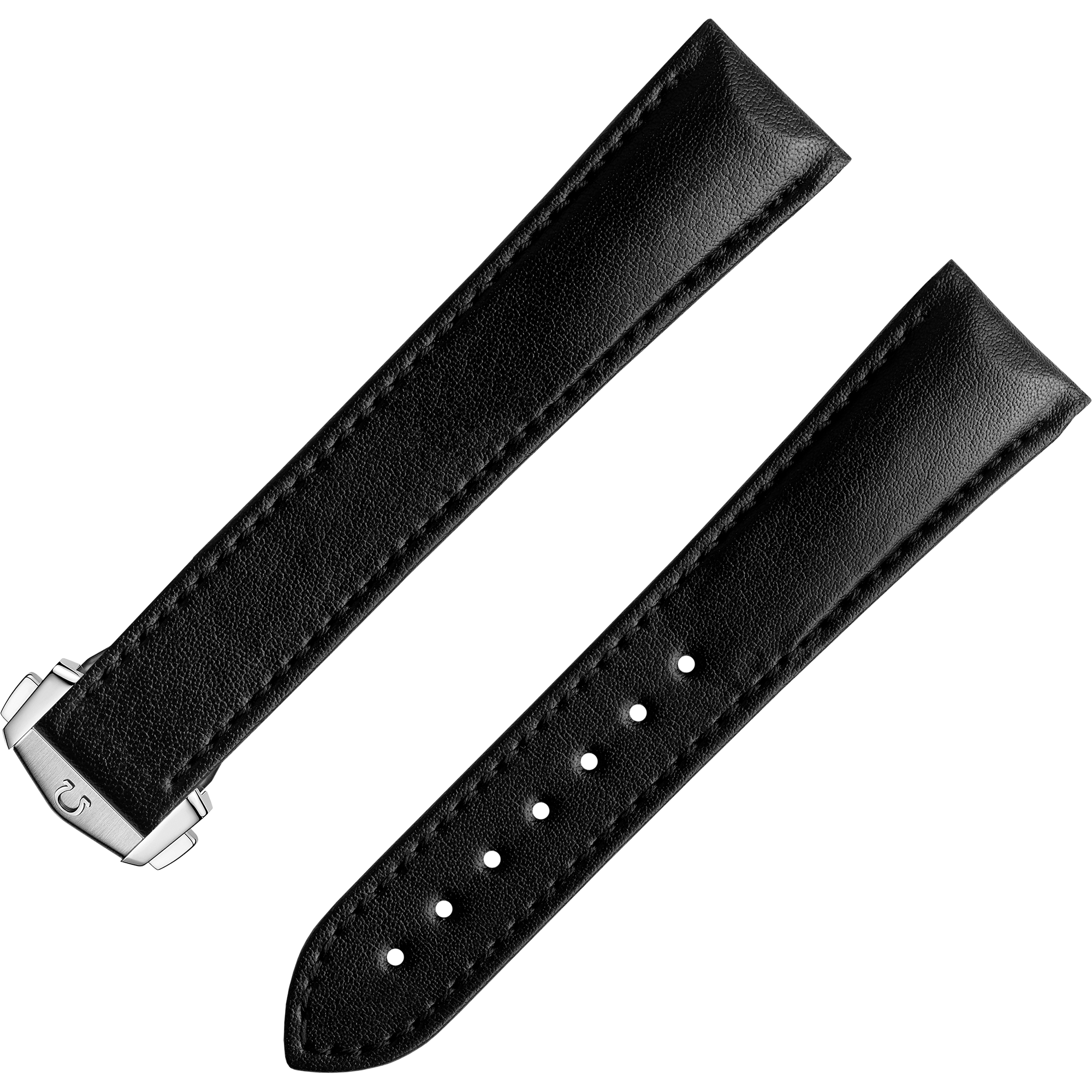 Two-piece strap - Black vegan strap with foldover clasp - 032Z017135W