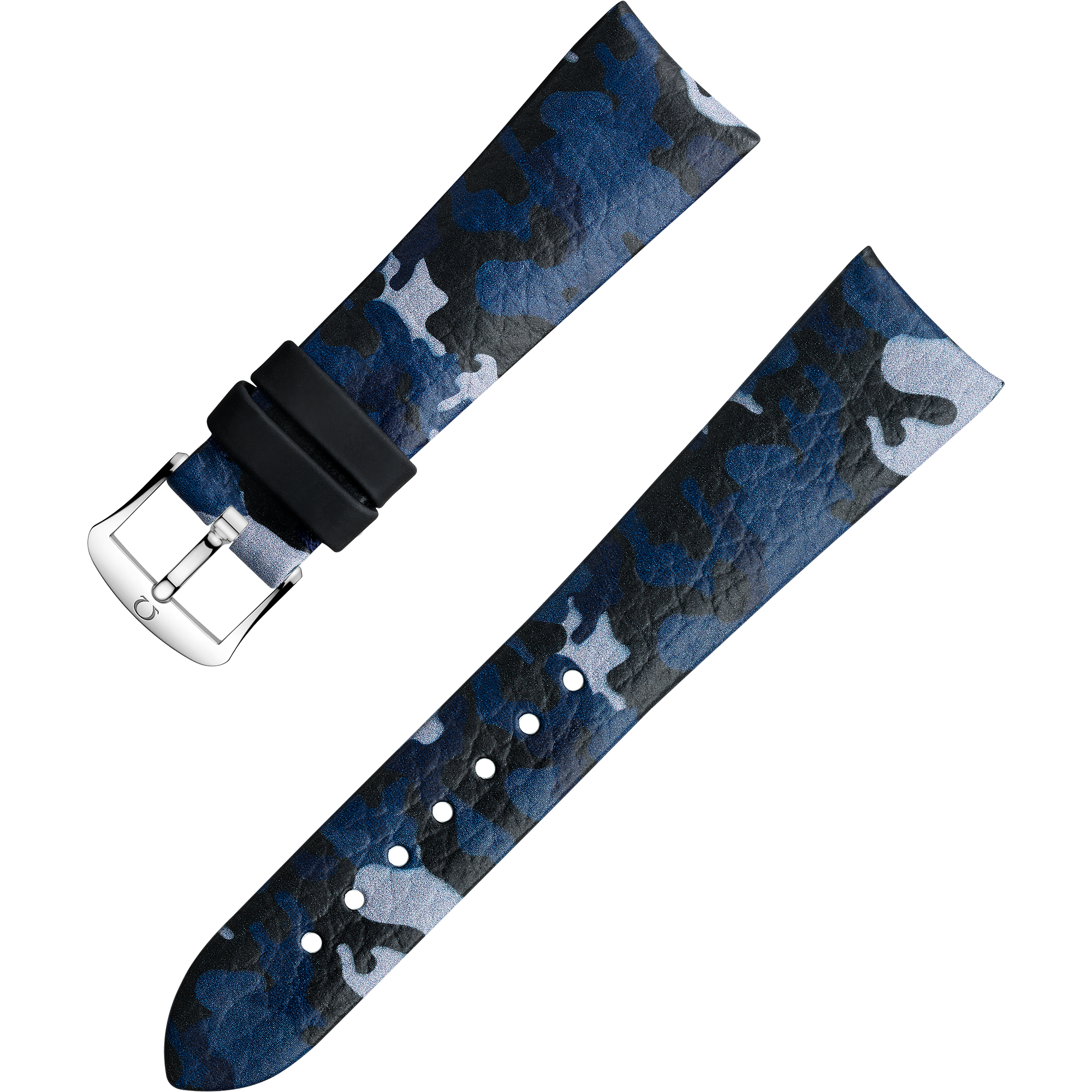 Bracelete de duas peças - Bracelete em pele com padrão de camuflagem azul e fivela de pino - 032CUZ011915