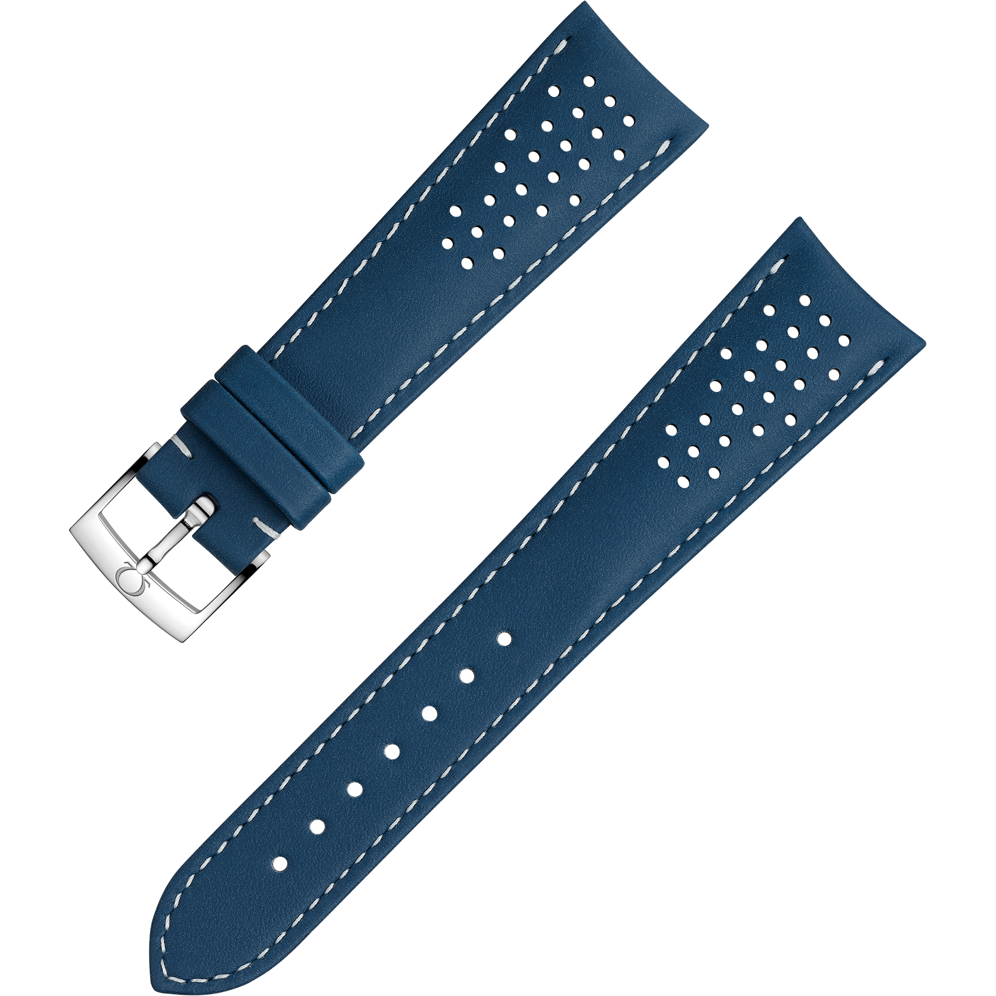 Two-piece strap - Blue leather strap with pin buckle - 032CUZ010011