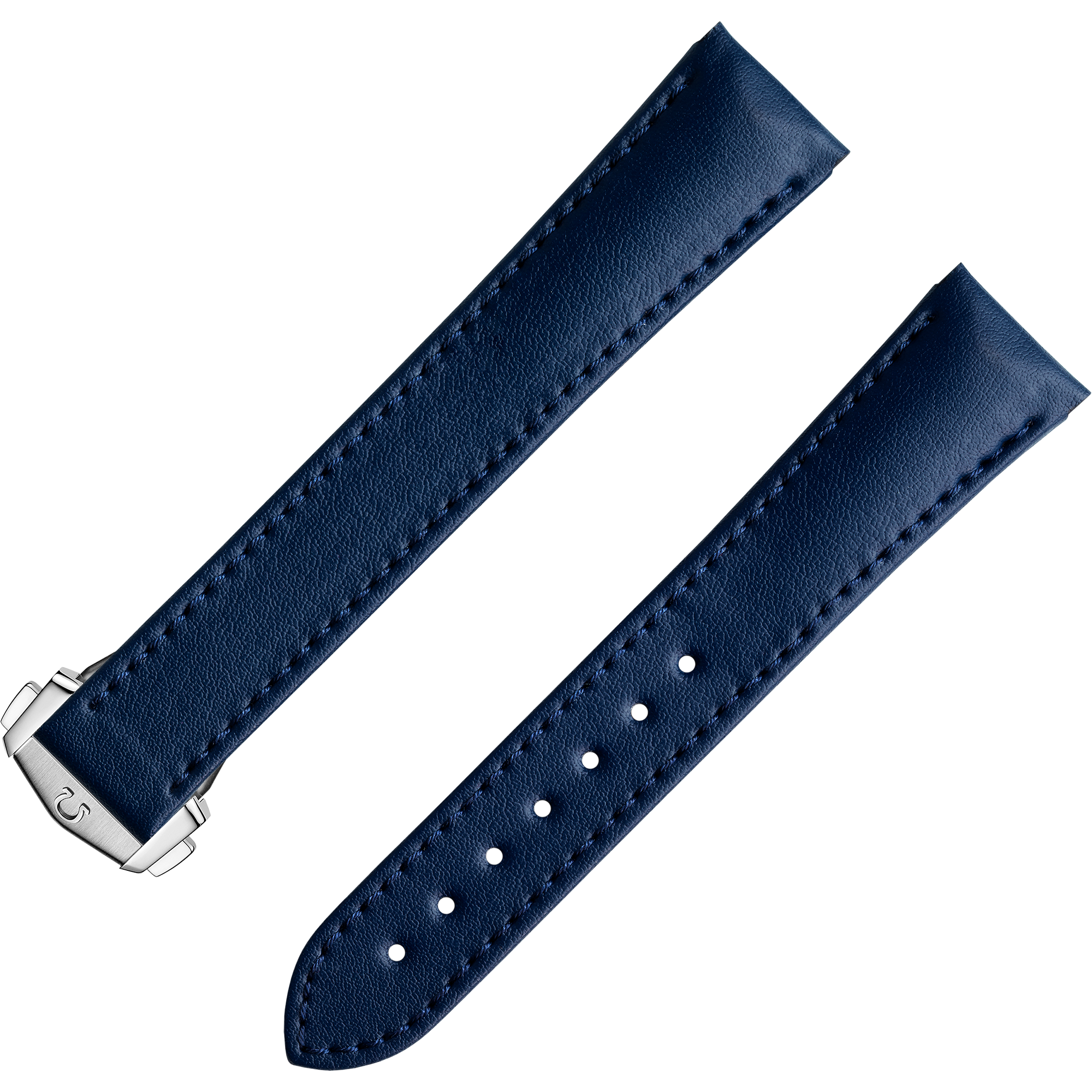 Two-piece strap - Blue vegan strap with foldover clasp - 032Z017134W