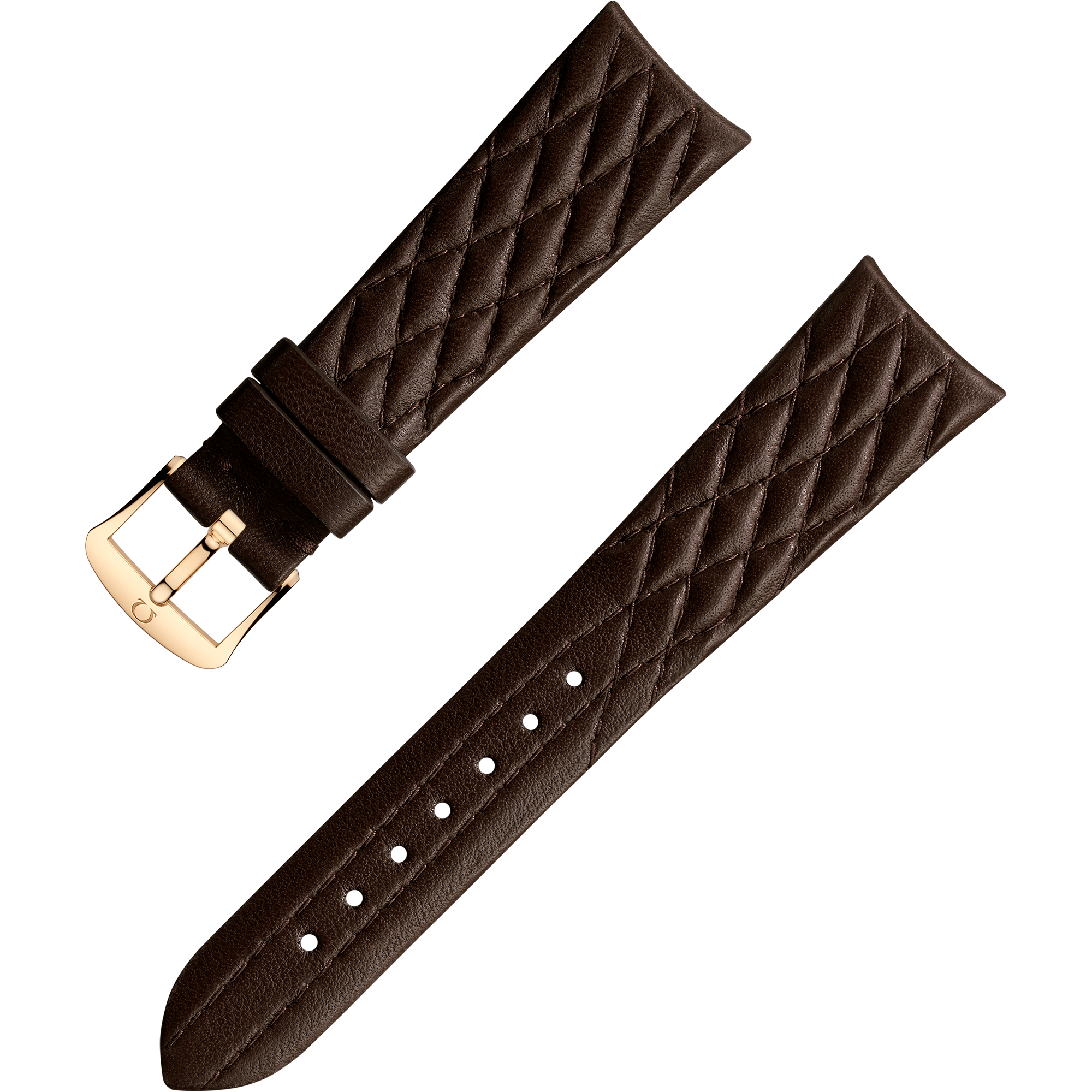 Two-piece strap - Brown leather strap with pin buckle - 032CUZ011288W