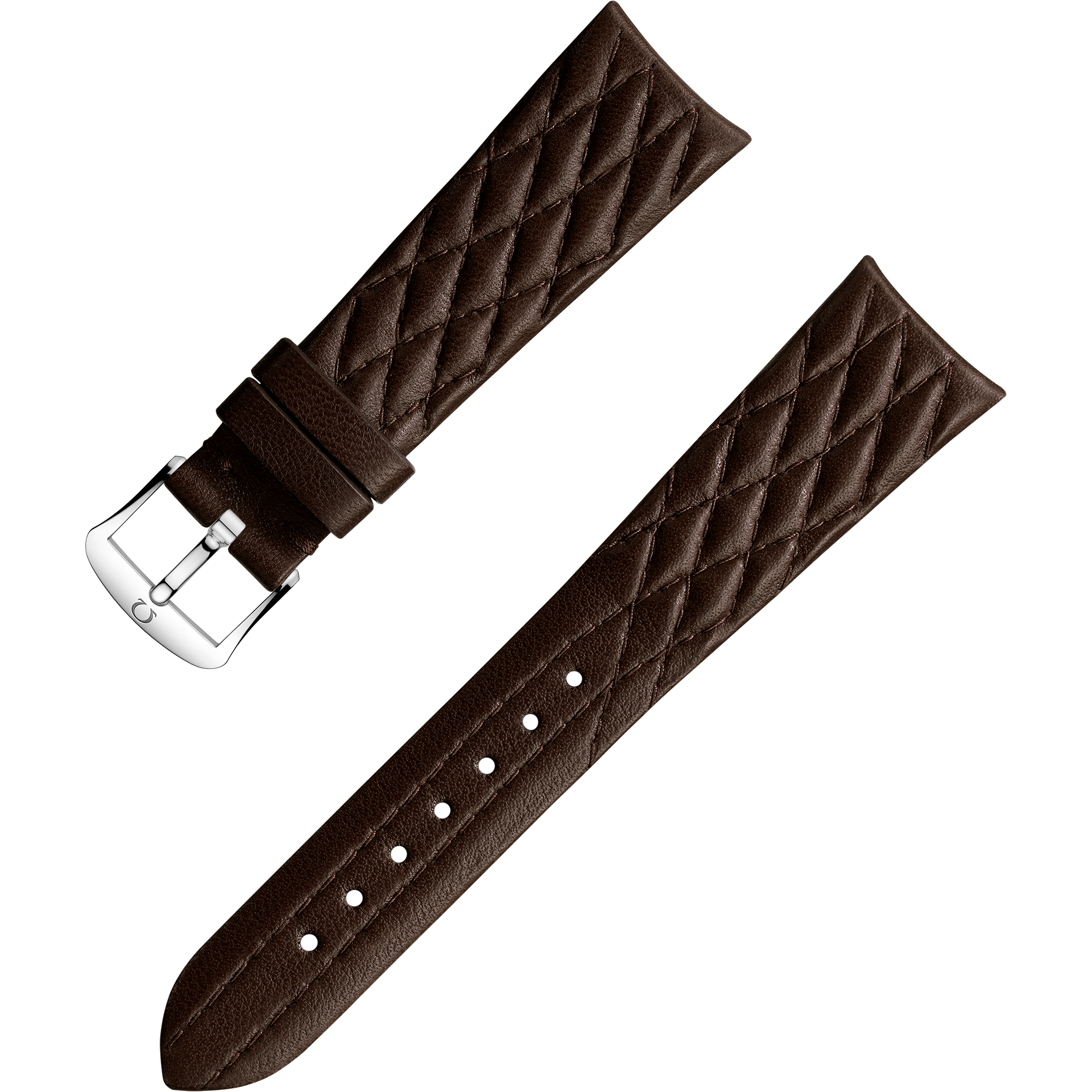 Two-piece strap - Brown leather strap with pin buckle - 032CUZ011288