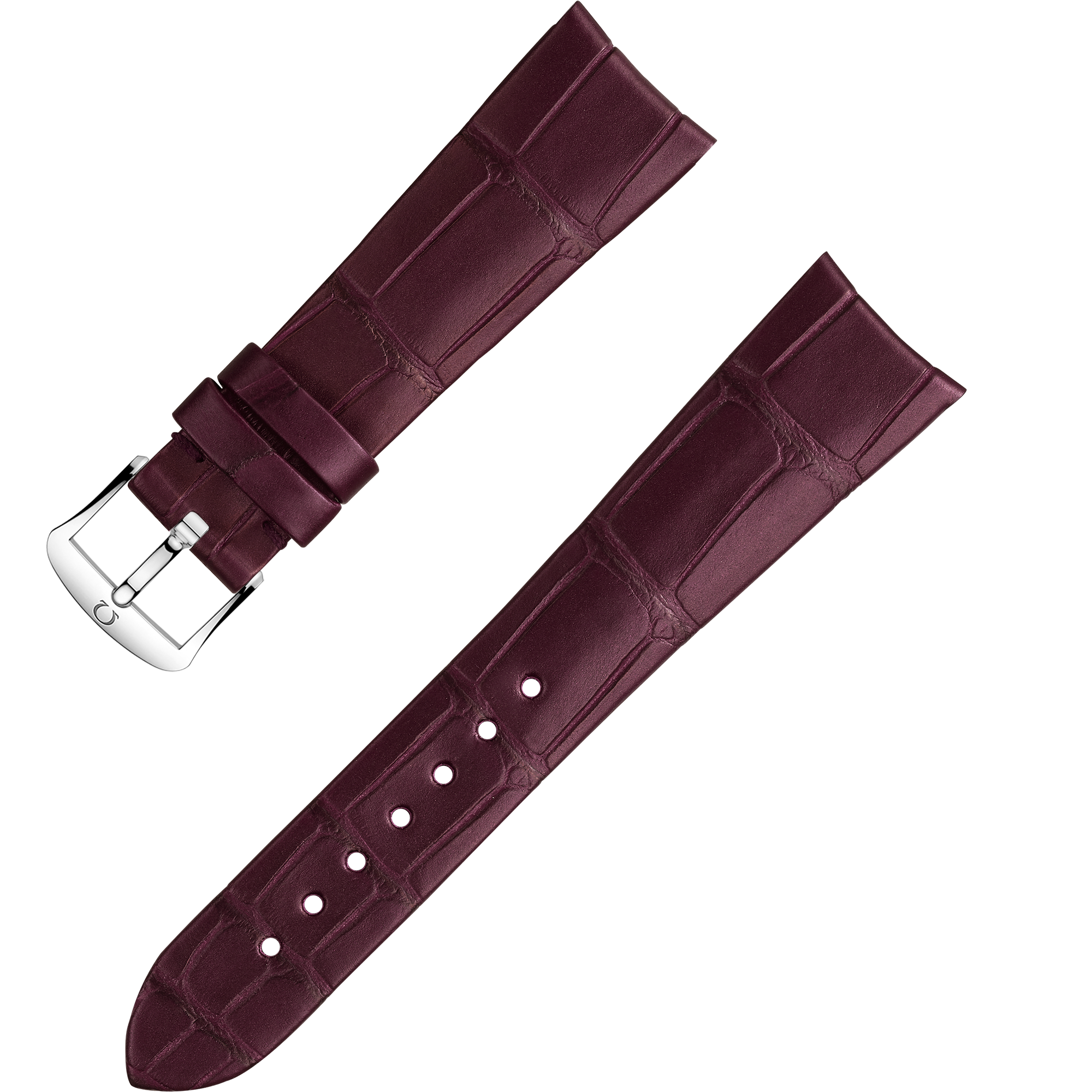 Bracelete de duas peças - Bracelete burgundy em pele de crocodilo com fivela de pino - 032CUZ009877