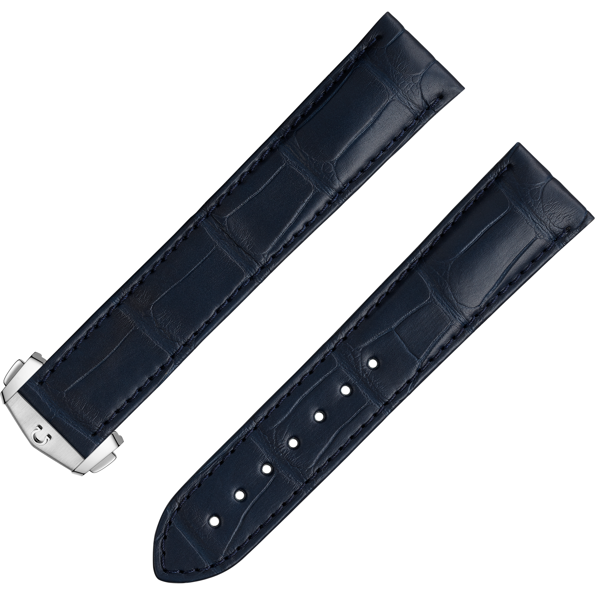 Zweiteiliges armband - Dunkelblaues Alligatorlederarmband mit Faltschliesse - 032CUZ007465
