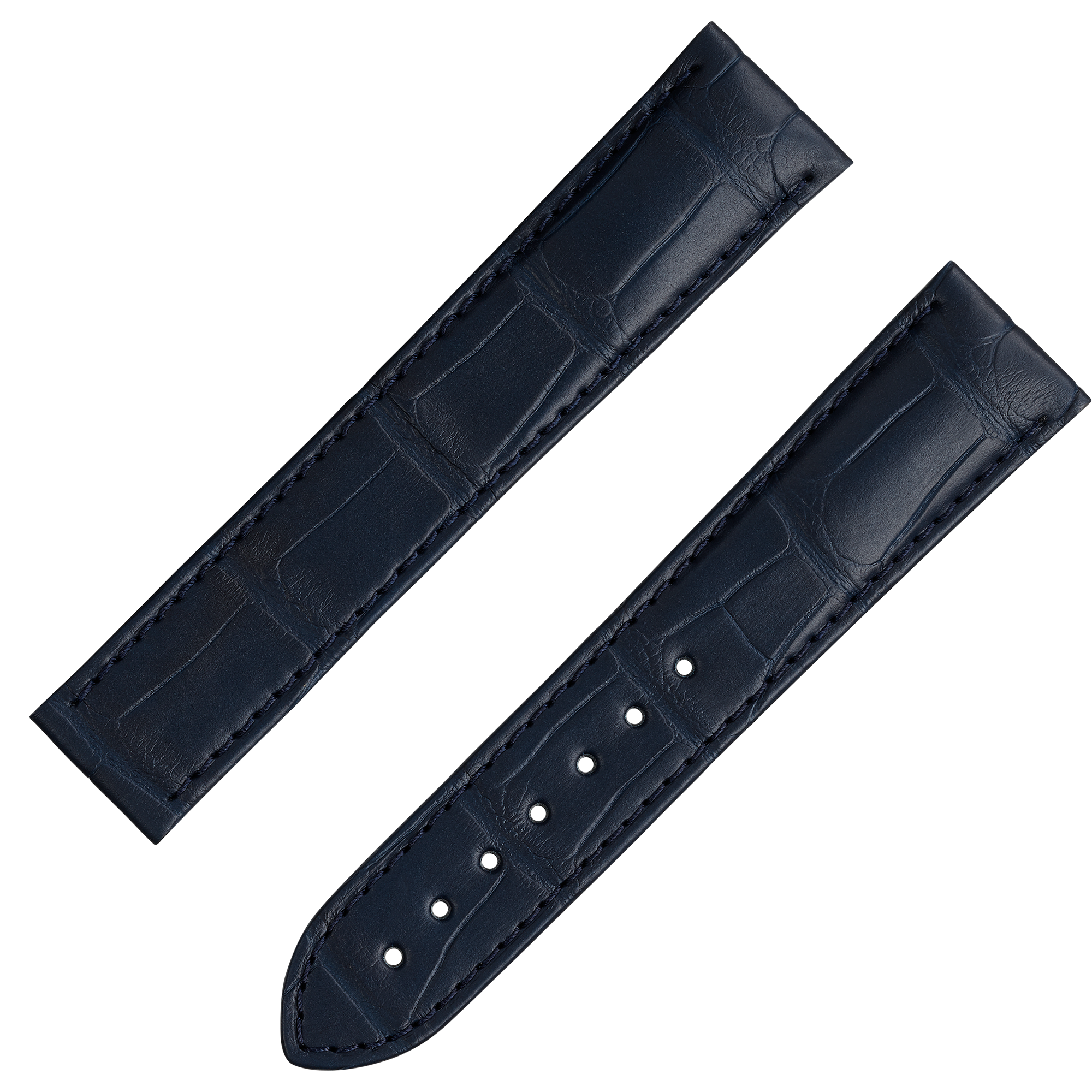 Watch Straps Dark blue alligator leather strap with foldover clasp