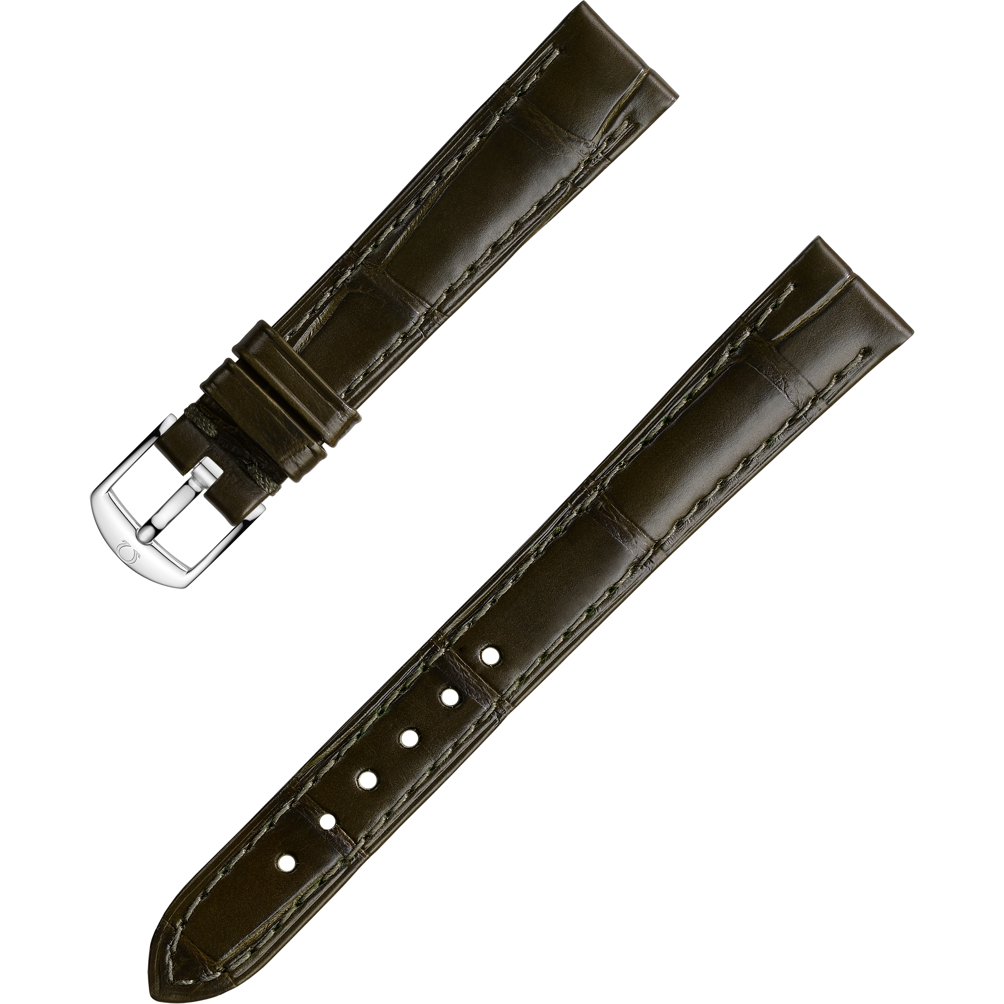 Two-piece strap - Dark green alligator leather strap with pin buckle - 032CUZ010234W