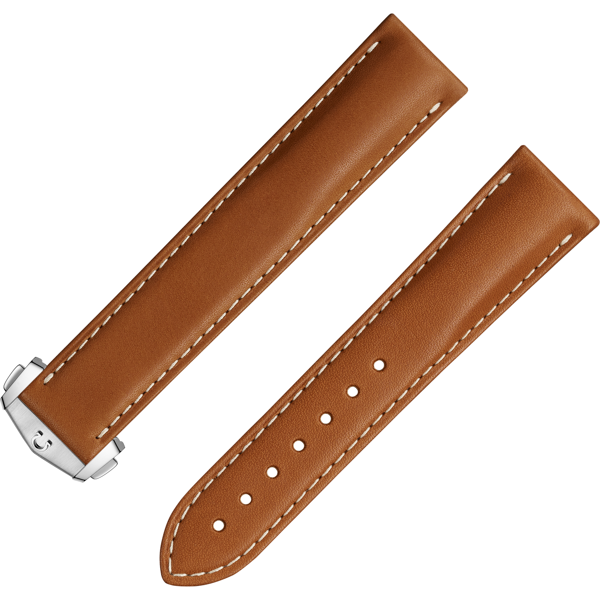 Bracelet deux pièces - Bracelet en cuir brun doré avec boucle déployante - 032CUZ000918