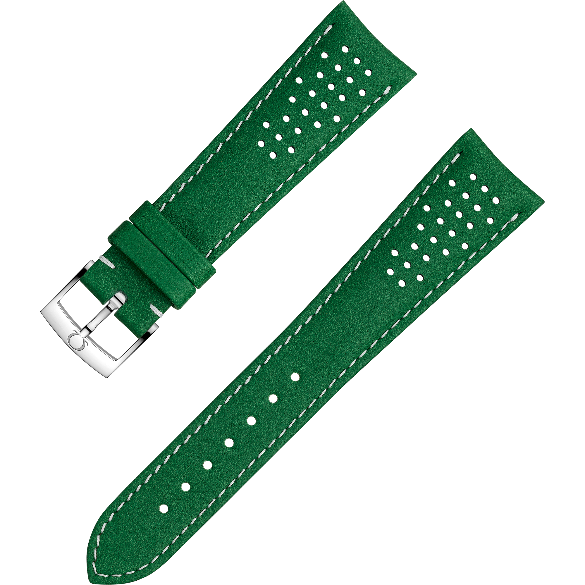 Two-piece strap - Green leather strap with pin buckle - 032CUZ010023W