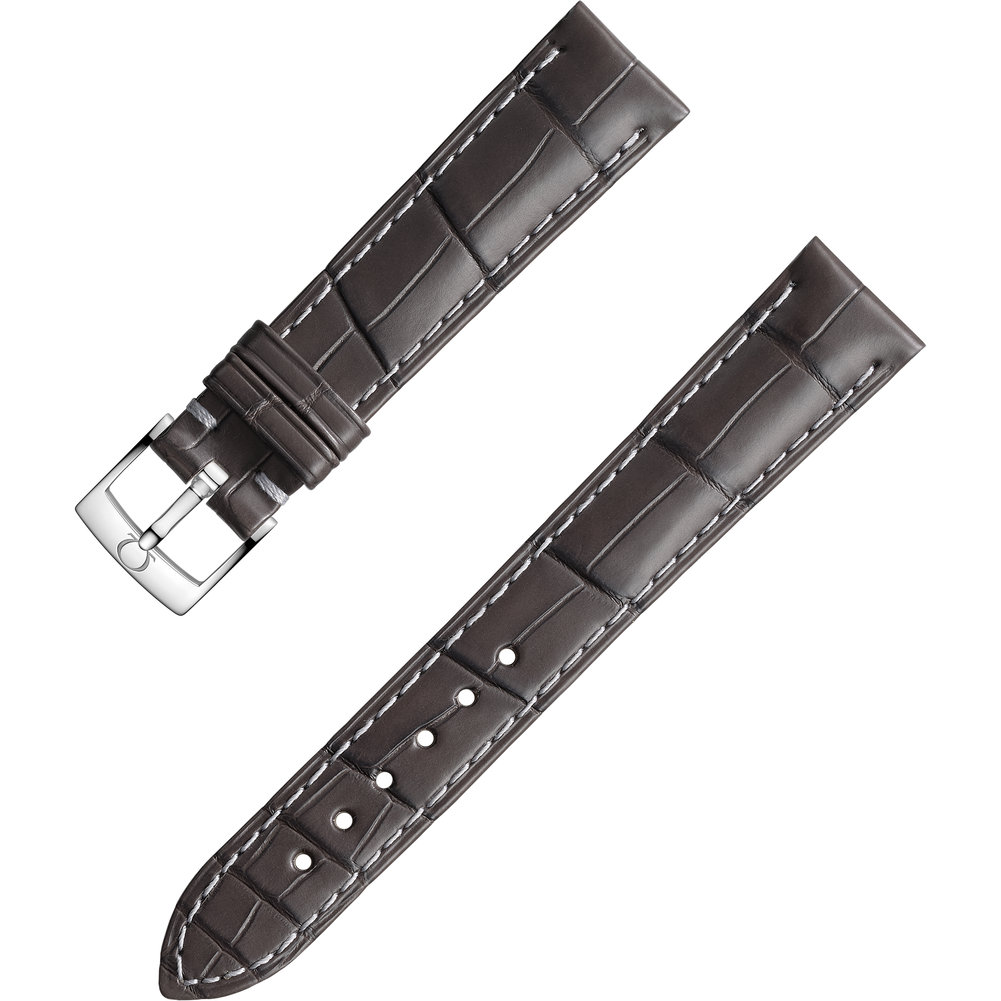 Two-piece strap - Grey alligator leather strap with pin buckle - 032CUZ007262W
