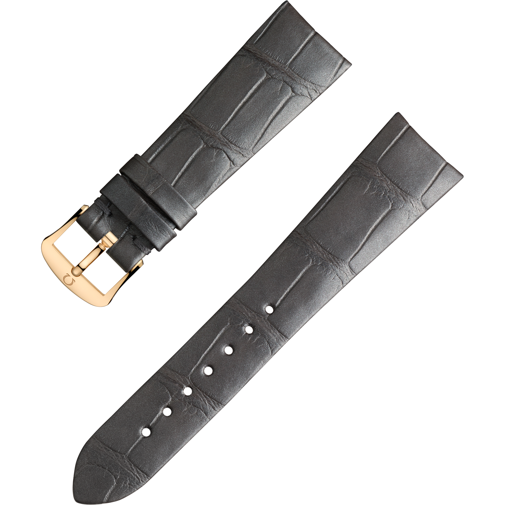 Two-piece strap - Grey alligator leather strap with pin buckle - 032CUZ009872W