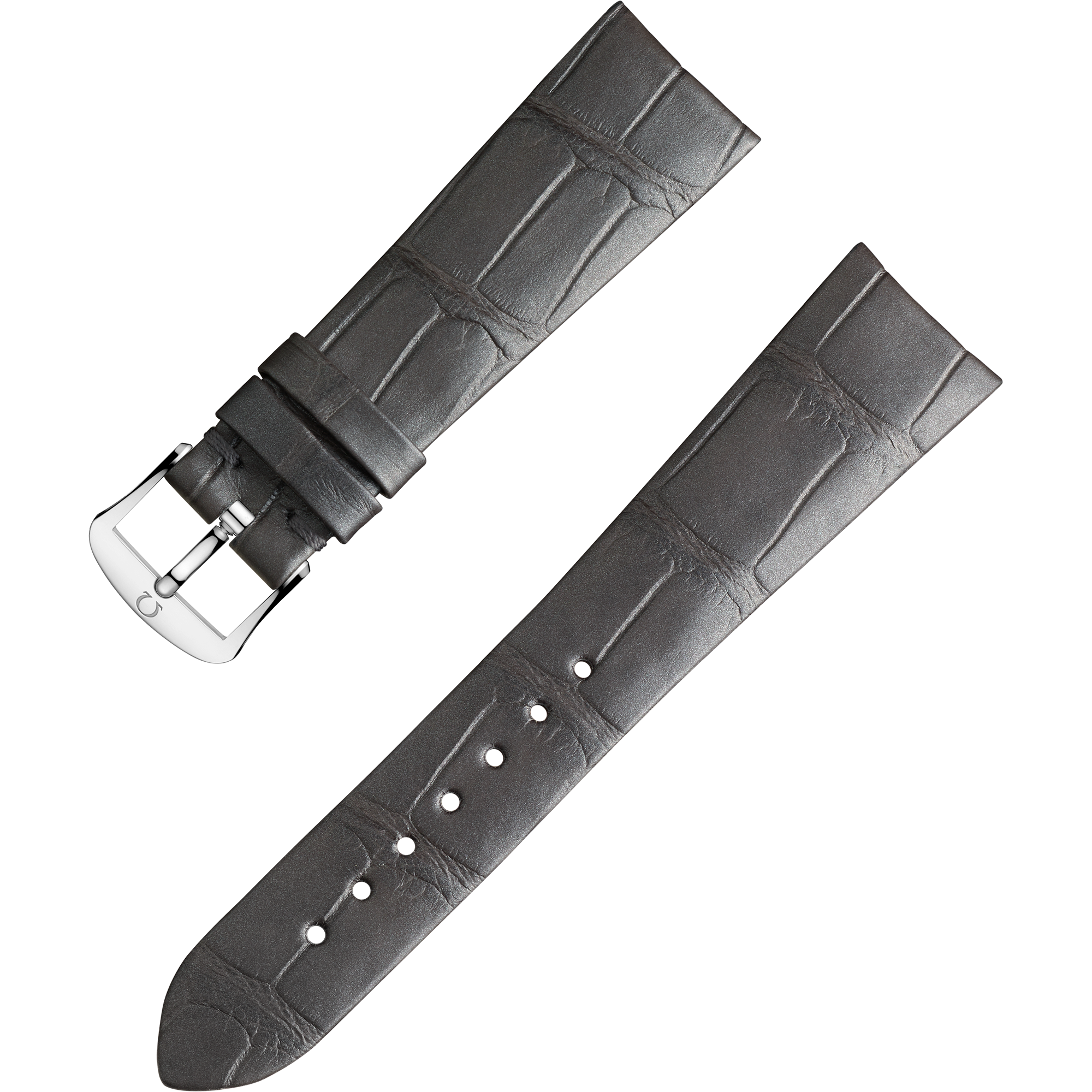 Two-piece strap - Grey alligator leather strap with pin buckle - 032CUZ009872
