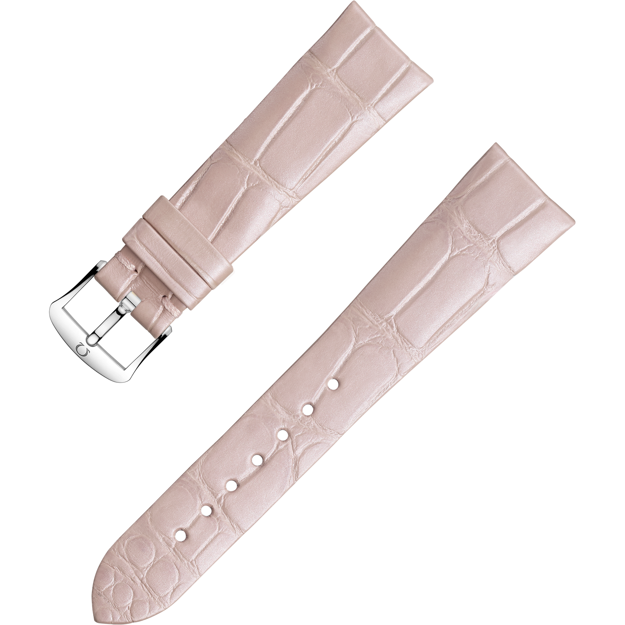 Bracelet deux pièces - Bracelet en cuir d’alligator rose clair avec boucle ardillon - 032CUZ011092