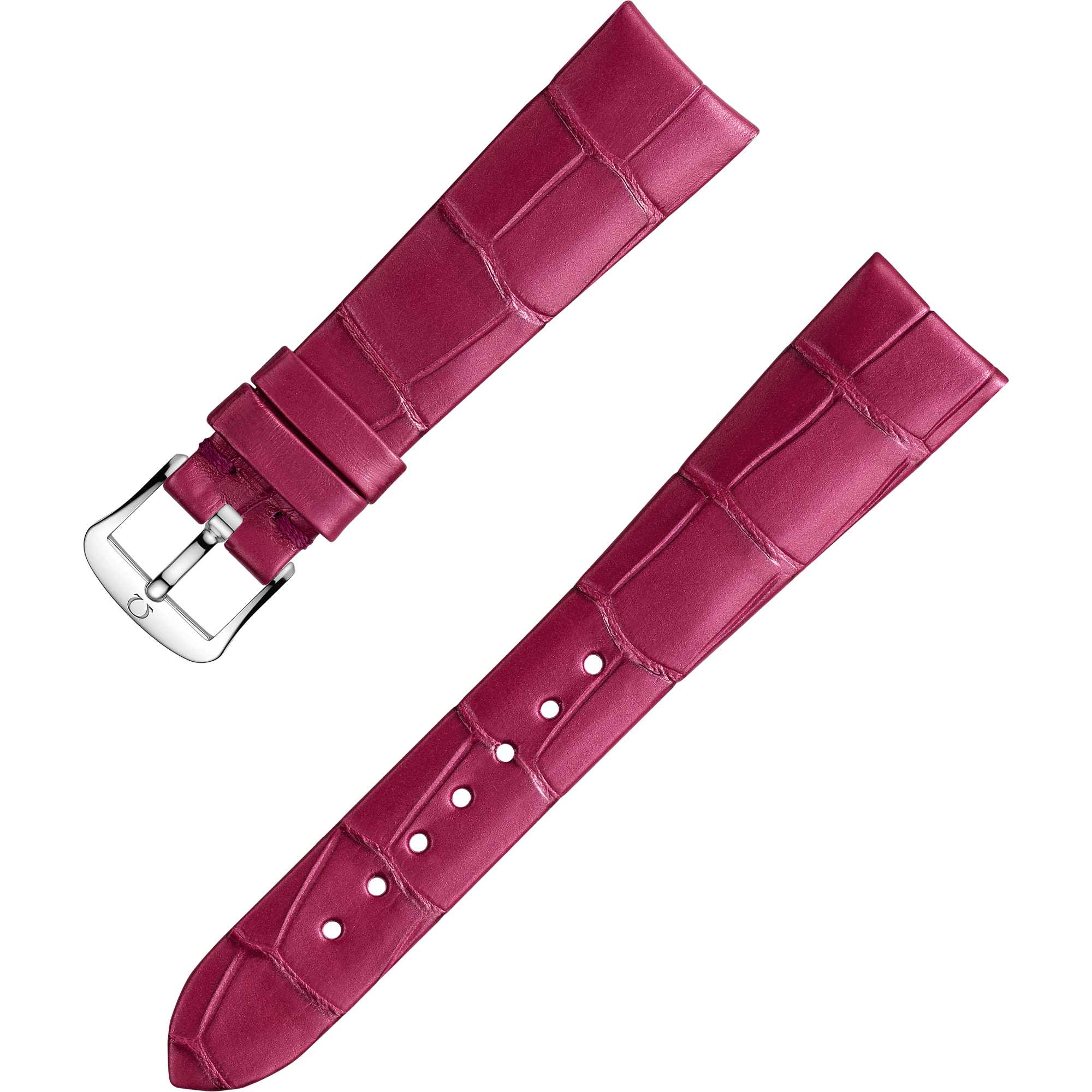 Two-piece strap - Pink alligator leather strap with pin buckle - 032CUZ011104W