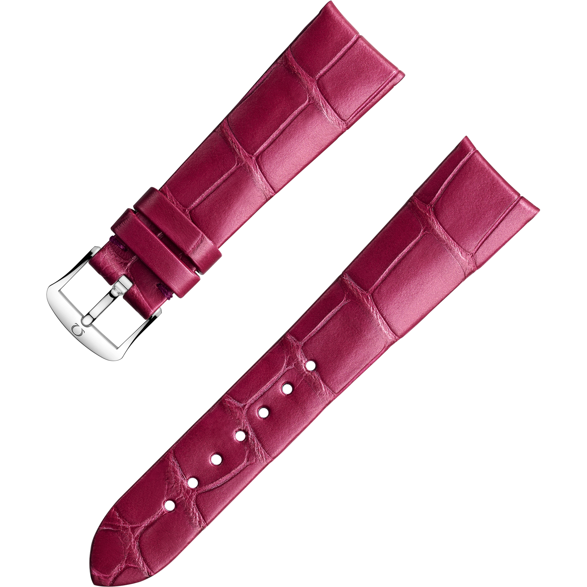 Bracelete de duas peças - Bracelete cor-de-rosa em pele de crocodilo com fivela de pino - 032CUZ011104