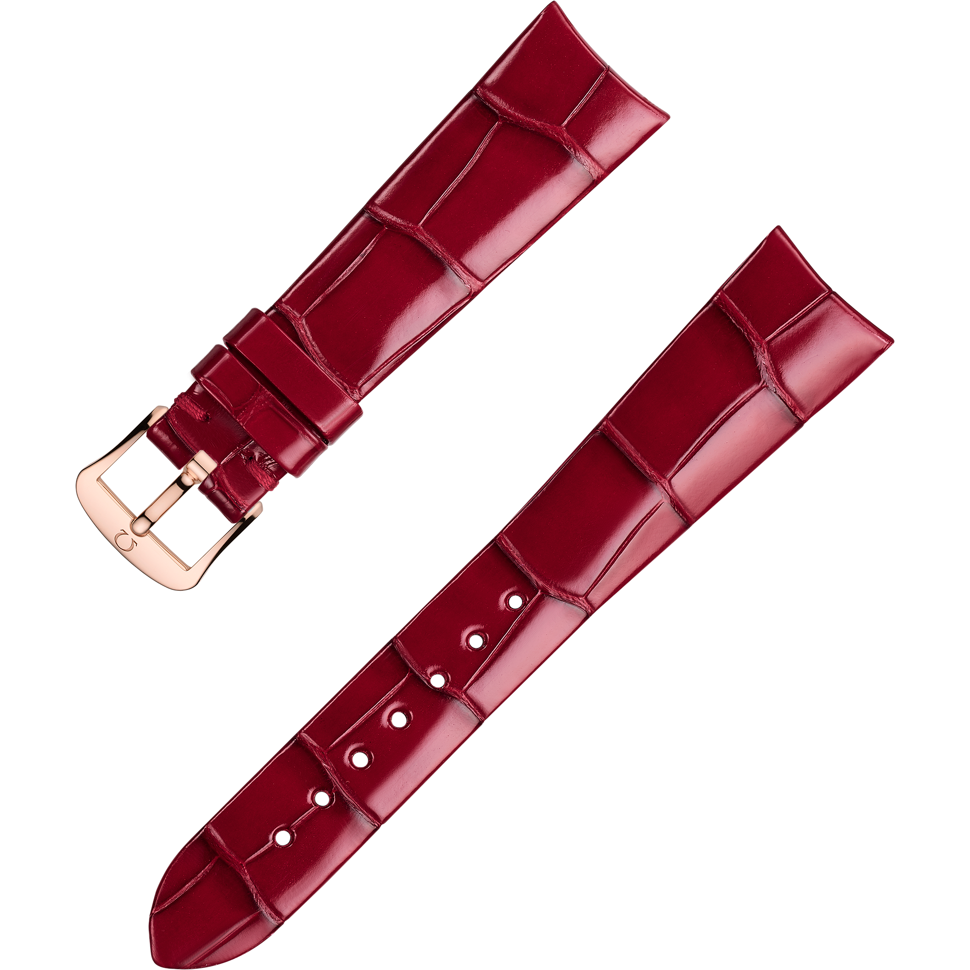 Bracelet deux pièces - Bracelet en cuir d’alligator rouge avec boucle ardillon - 032CUZ012325W