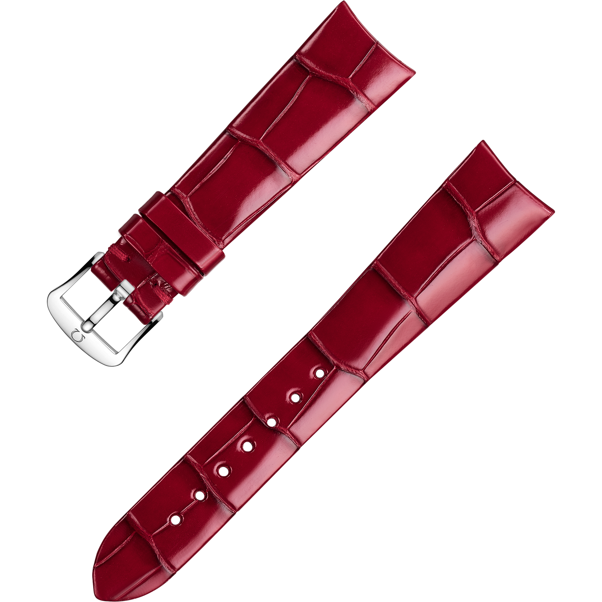 Bracelet deux pièces - Bracelet en cuir d’alligator rouge avec boucle ardillon - 032CUZ012325