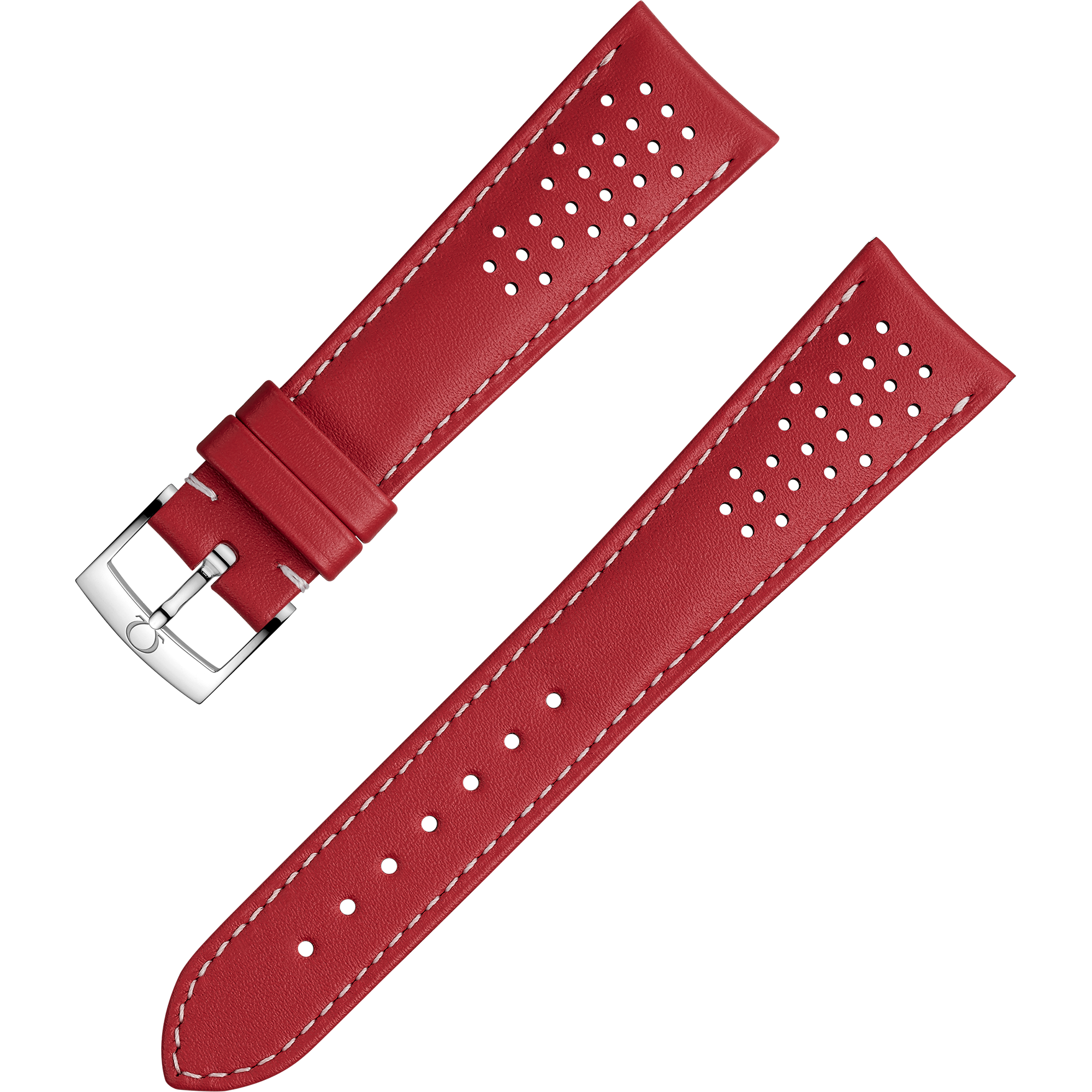 Two-piece strap - Red leather strap with pin buckle - 032CUZ010020W