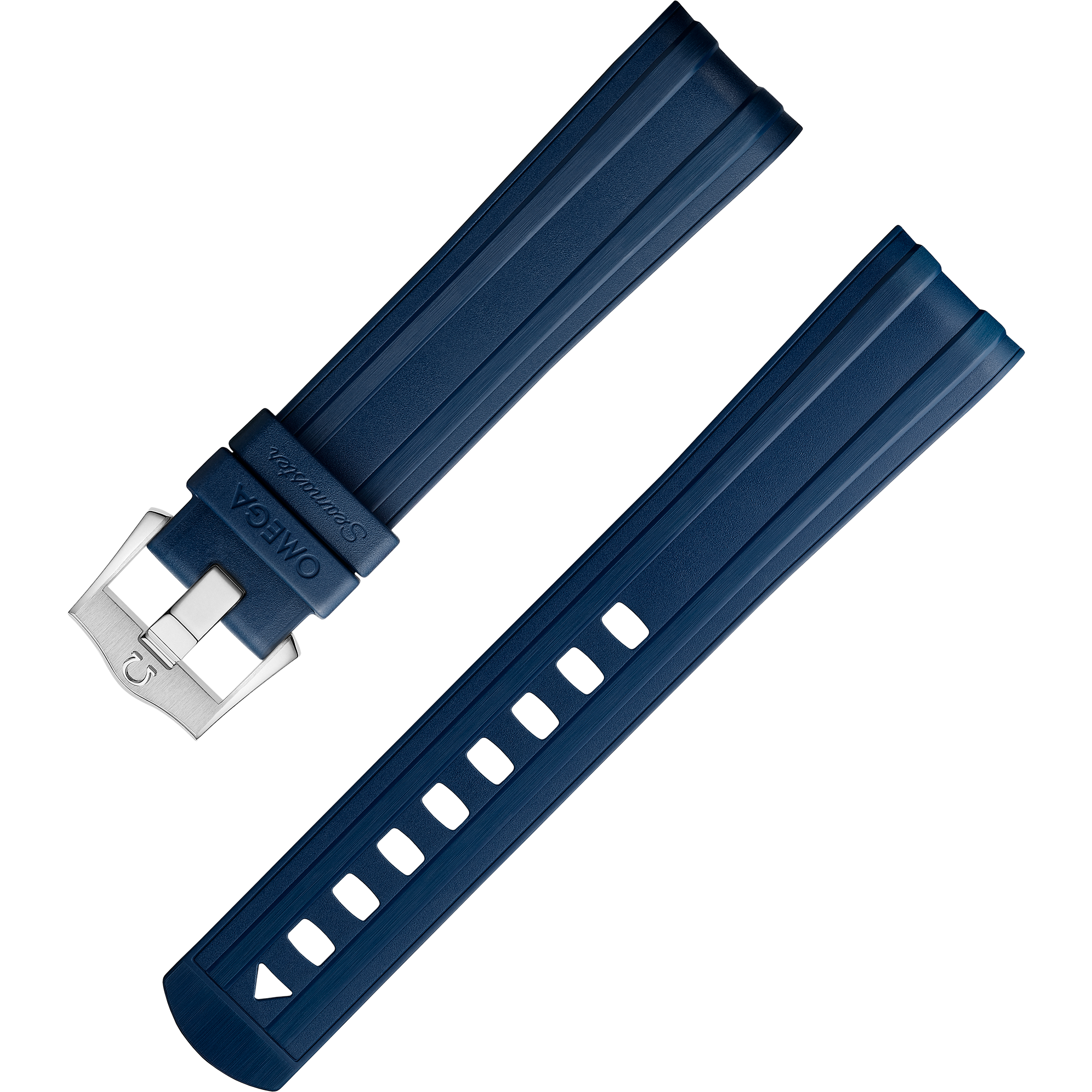 Bracelete de duas peças - Bracelete em borracha azul com fivela de pino para o Seamaster Diver 300M - 032CVZ010127