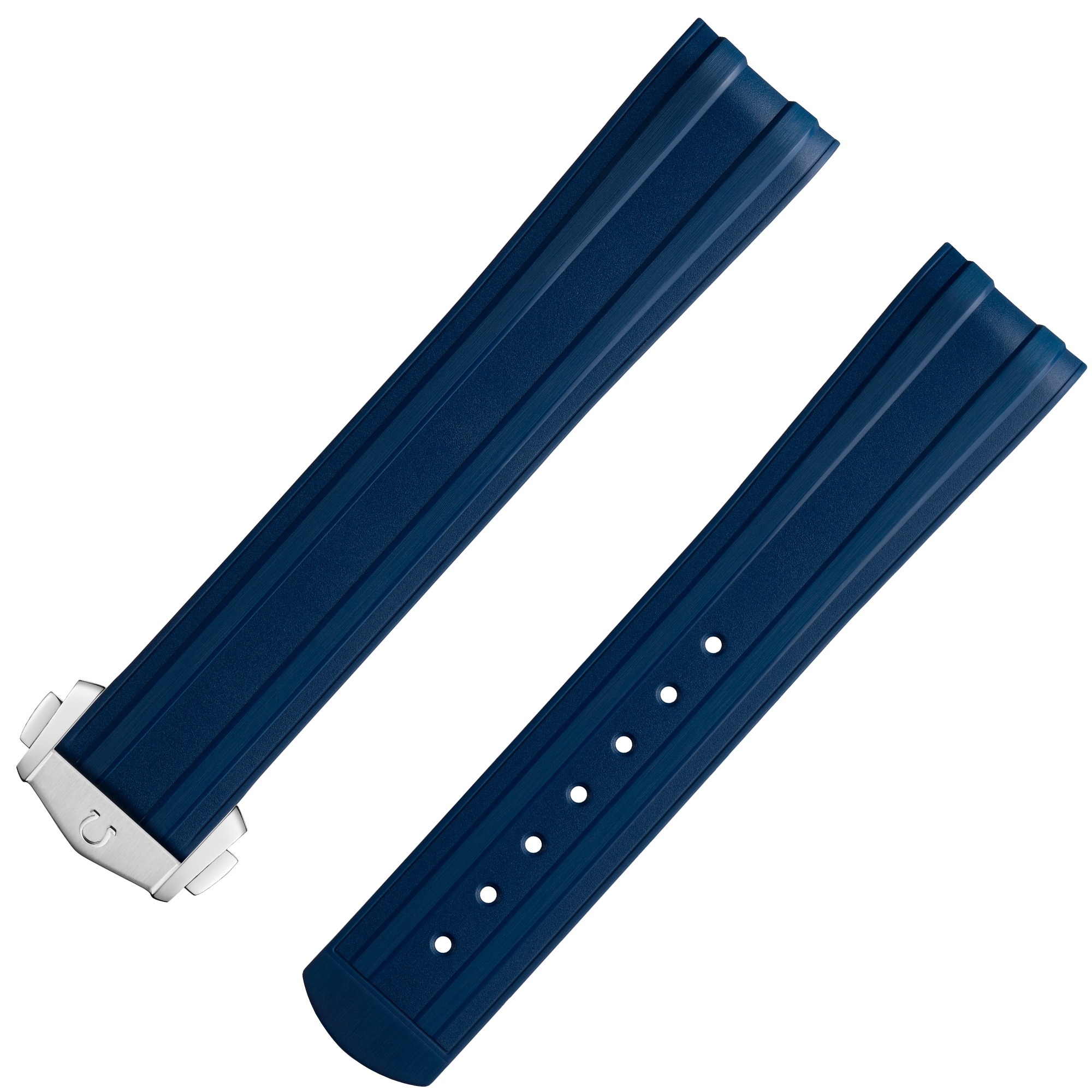 Two-piece strap - Seamaster Diver 300M blue rubber strap with foldover clasp - 032CVZ015753