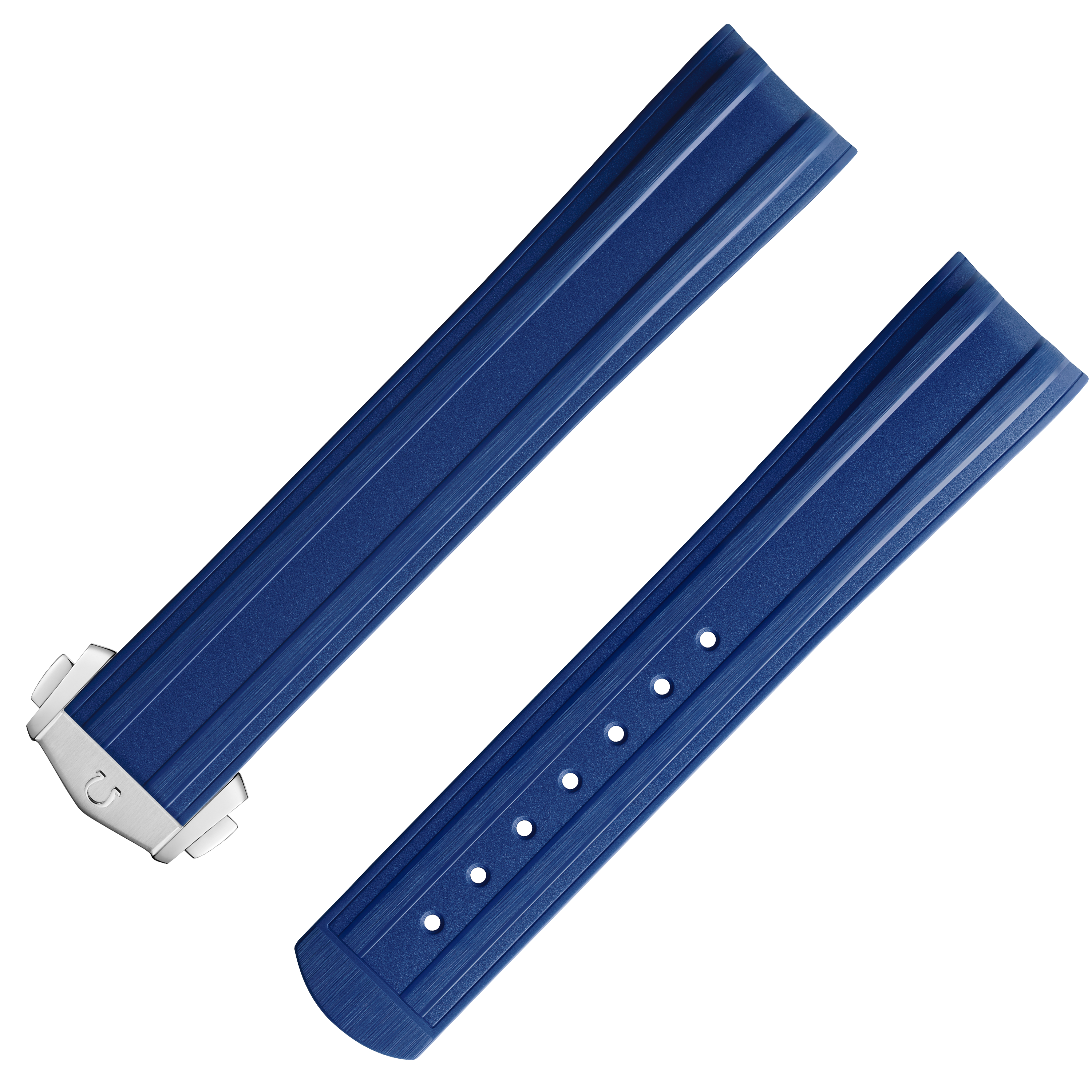 Pulsera de dos piezas - Pulsera de caucho azul para el Seamaster Diver 300M con hebilla de cierre desplegable - 032Z019019
