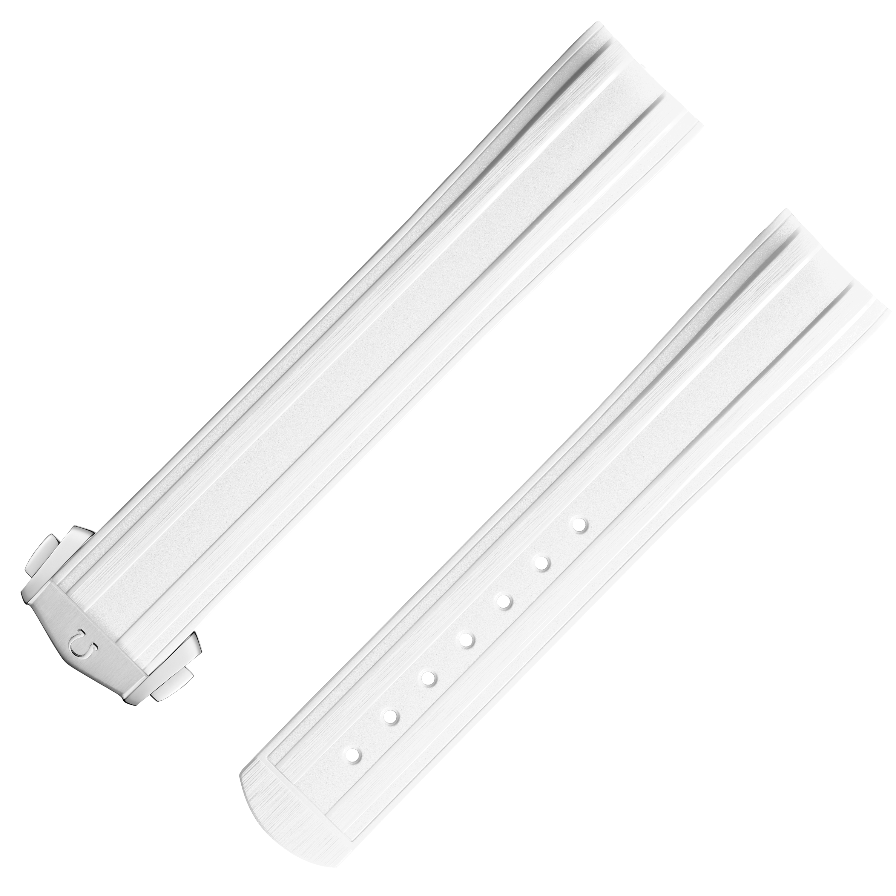 Two-piece strap - Seamaster Diver 300M white rubber strap with foldover clasp - 032Z019020